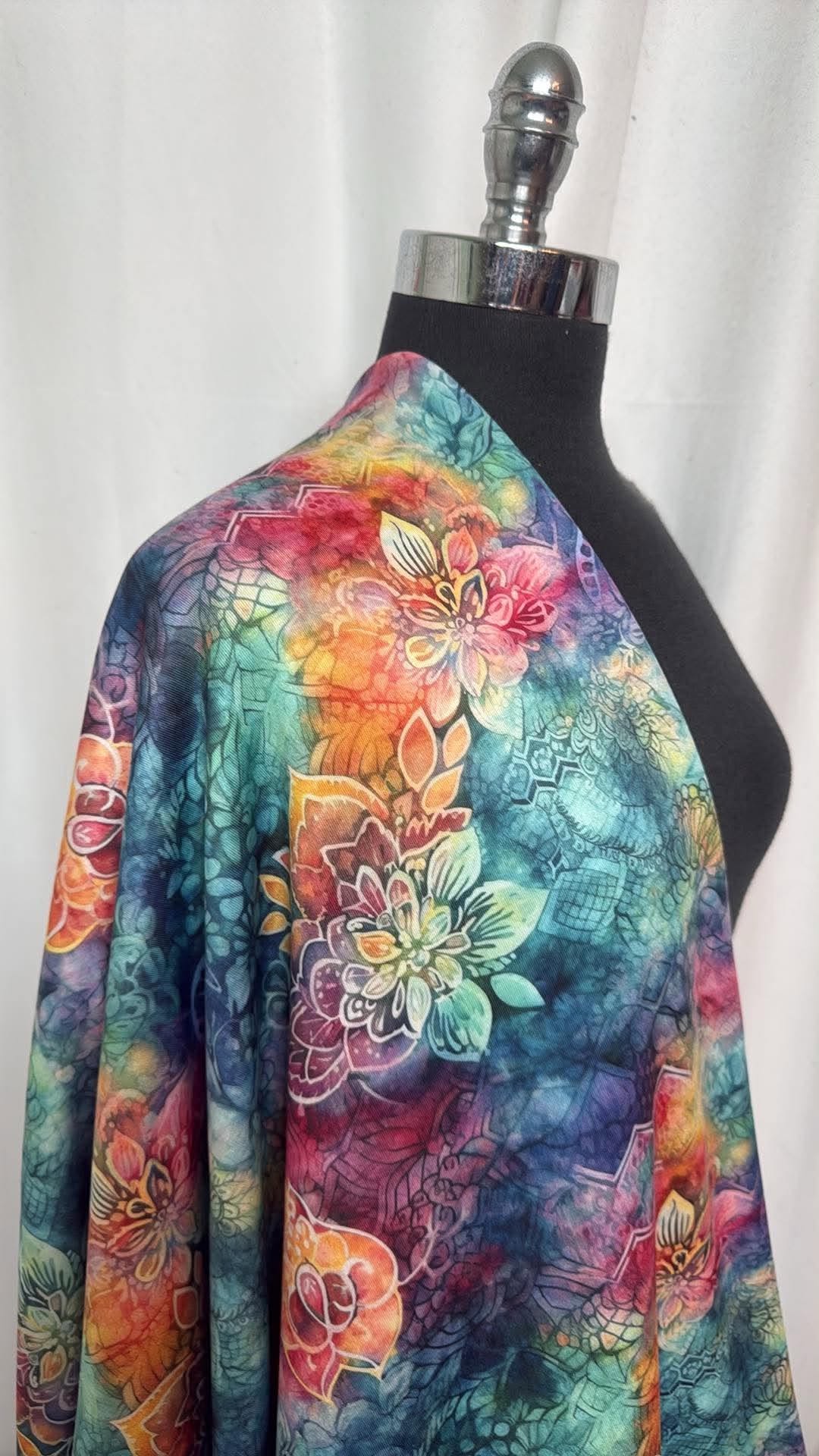 Painted Lotus Batik (*Custom) - Poly/Spandex Pro-Stretch Fleece - 2 Yard Cut