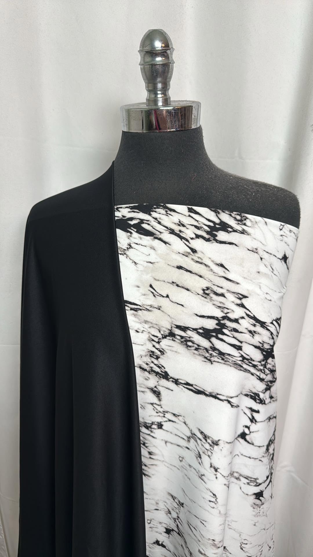 BLACK/MARBLE BUNDLE : 1+YD Marble N/S Swim & 1YD Black N/S Lining : A30386