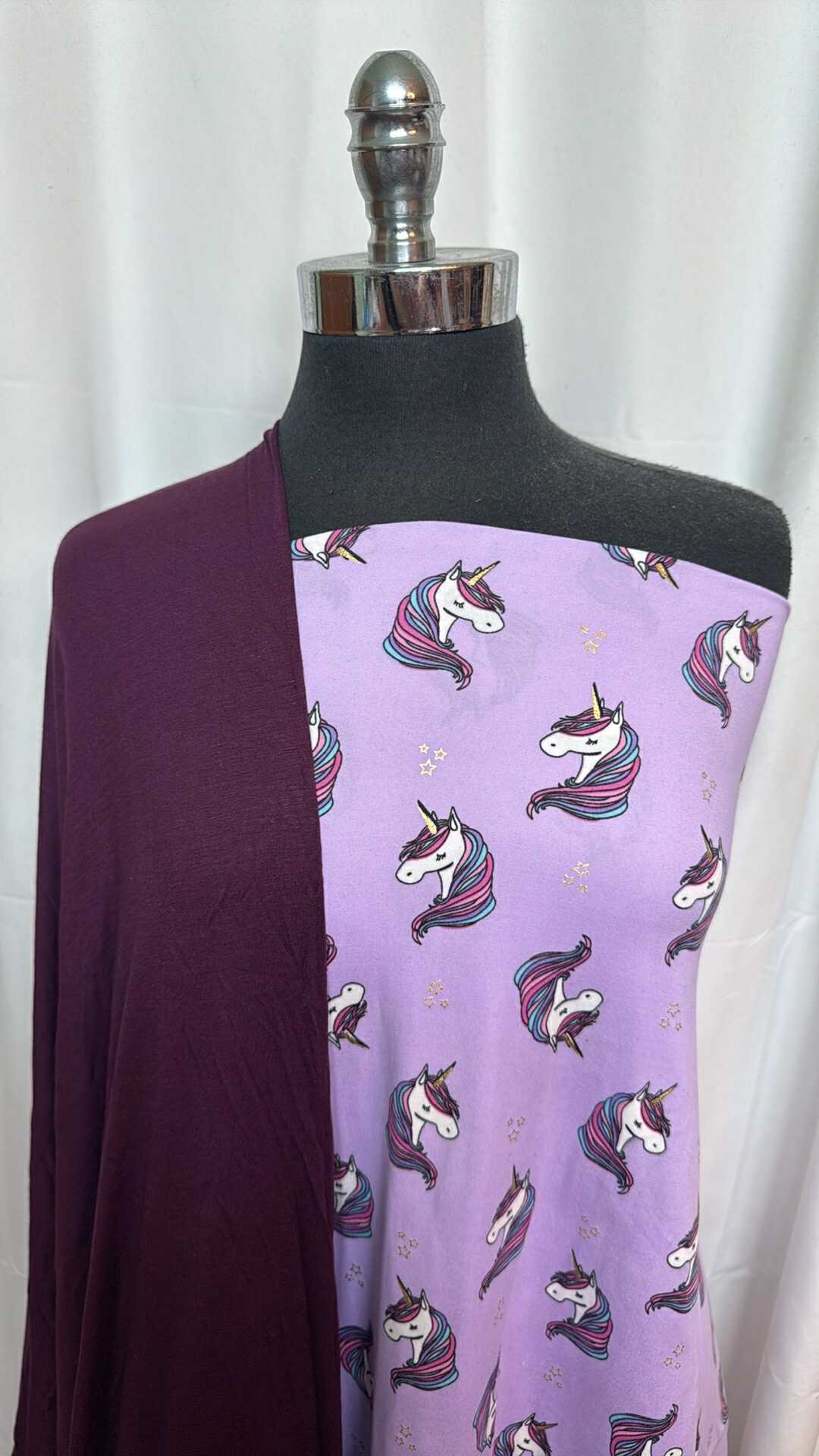 PURPLE UNICORN BUNDLE : 2YD Lilac Unicorn DBP & 1.5YD Purple R/S : A27617