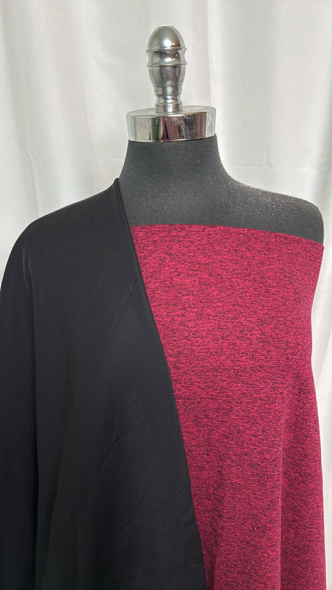 DEEP RED/BLACK BUNDLE : 2YD Deep Red/Black Peached PF & 2YD Black Stretch Softshell : A30219