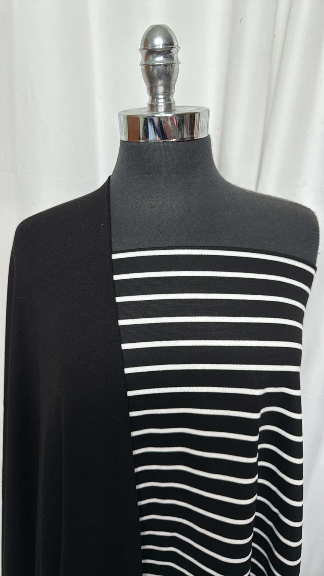 BLACK/WHITE STRIPE BUNDLE : 2YD Black/White Stripe Ponte & 2YD Black 1x1 Modal/Spandex Rib : A27161