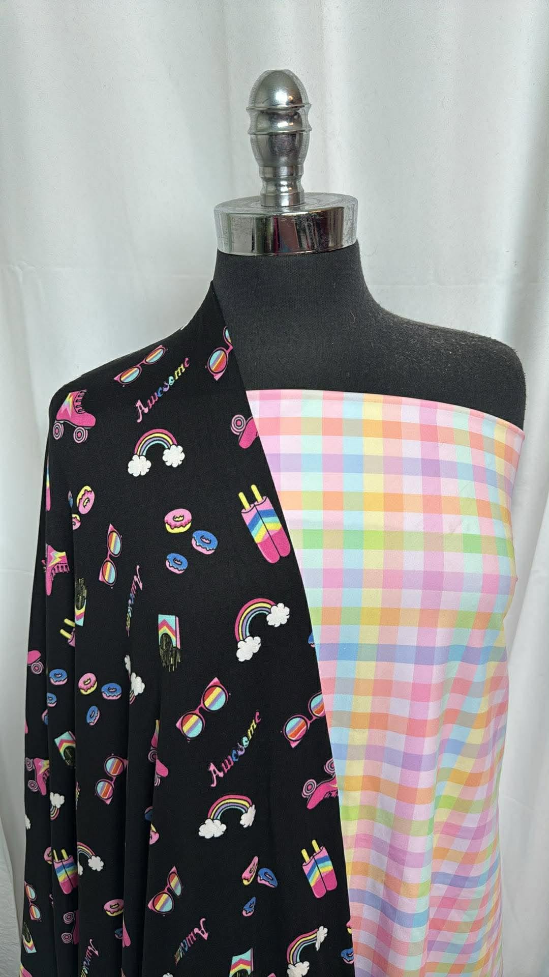 PLAID/ICONS BUNDLE : 30" Cut of Plaid Yoga PF & 2YD Icons DBP : A30220