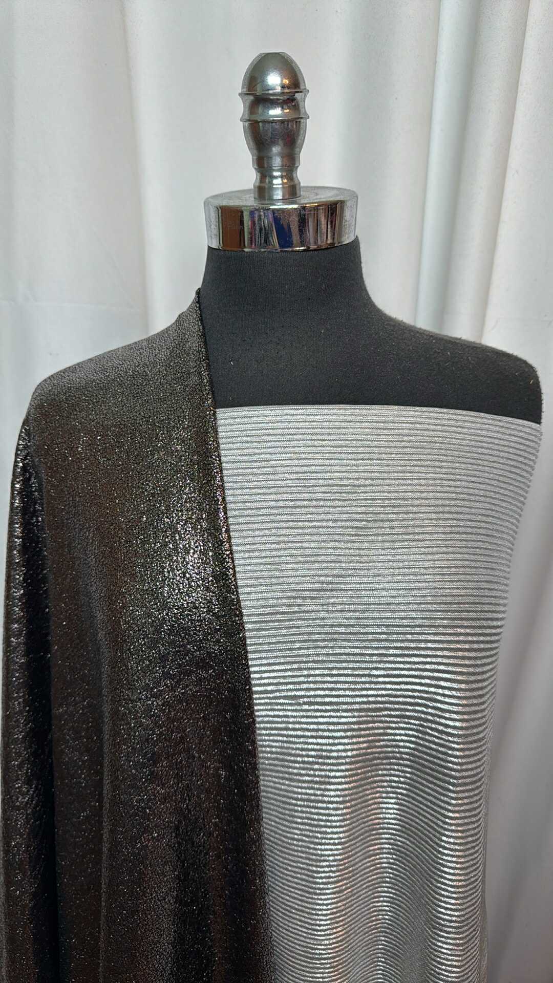 SILVER/GUNMETAL FOIL BUNDLE : 2YD Silver Foil Pleated Woven & 2YD Gunmetal Foil DK : A27781