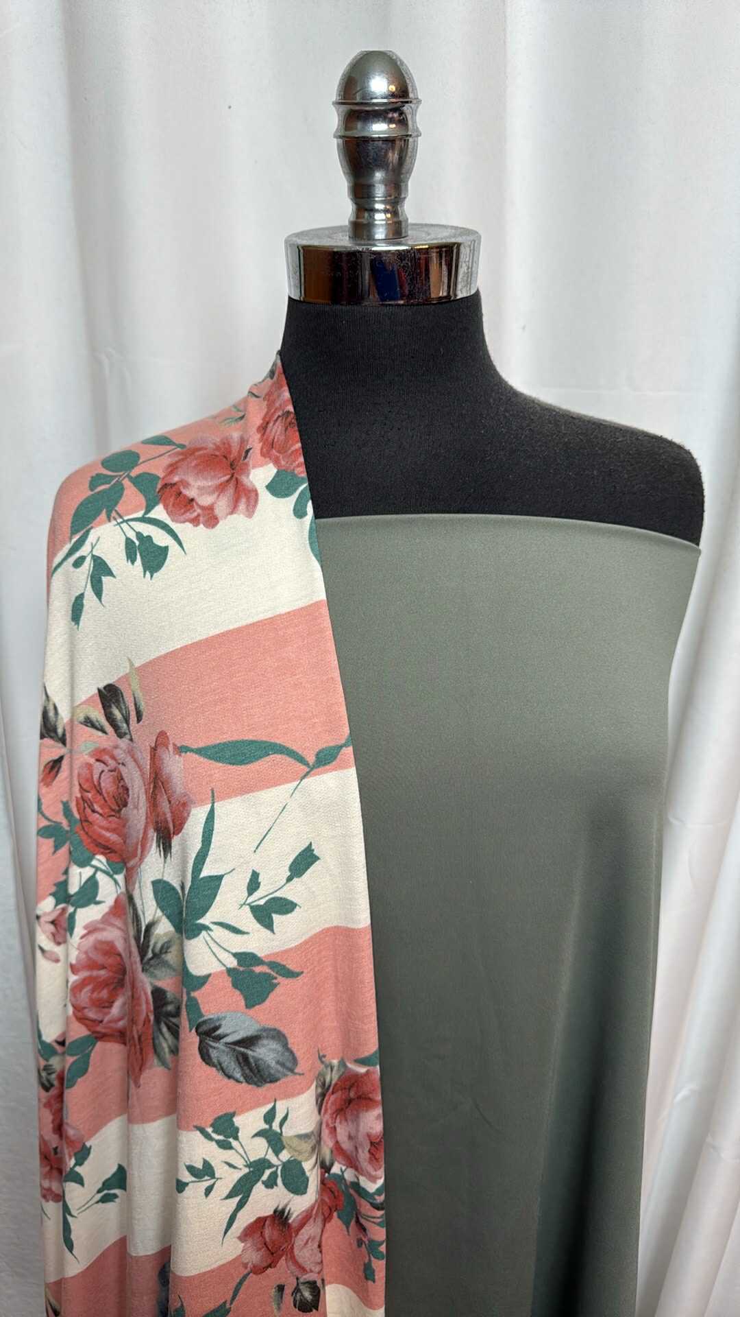 SAGE/FLORAL STRIPE BUNDLE : 2YD Sage Yoga PF & 3YD Floral/Stripe PRS FT : A28268