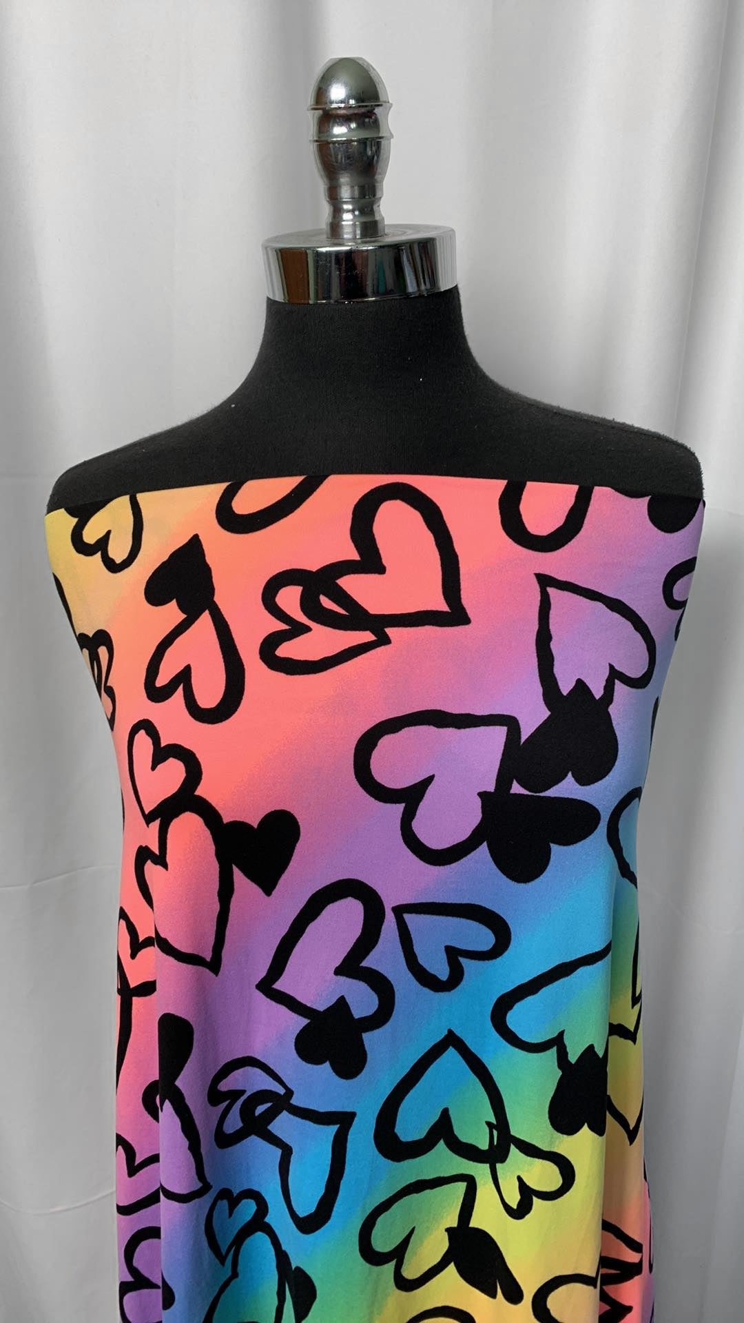 Rainbow Ombre Hearts - Double Brushed Poly Spandex - 2 Yard Cut