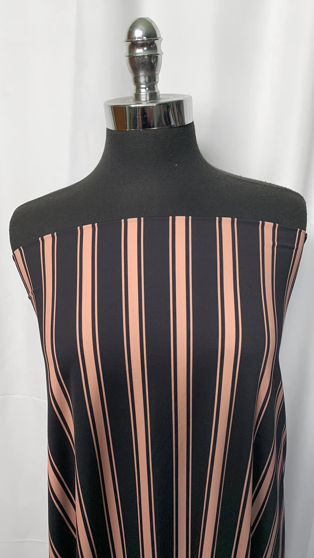 Black/Taupe Vertical Stripe - Nylon Spandex - 2 Yard Cut