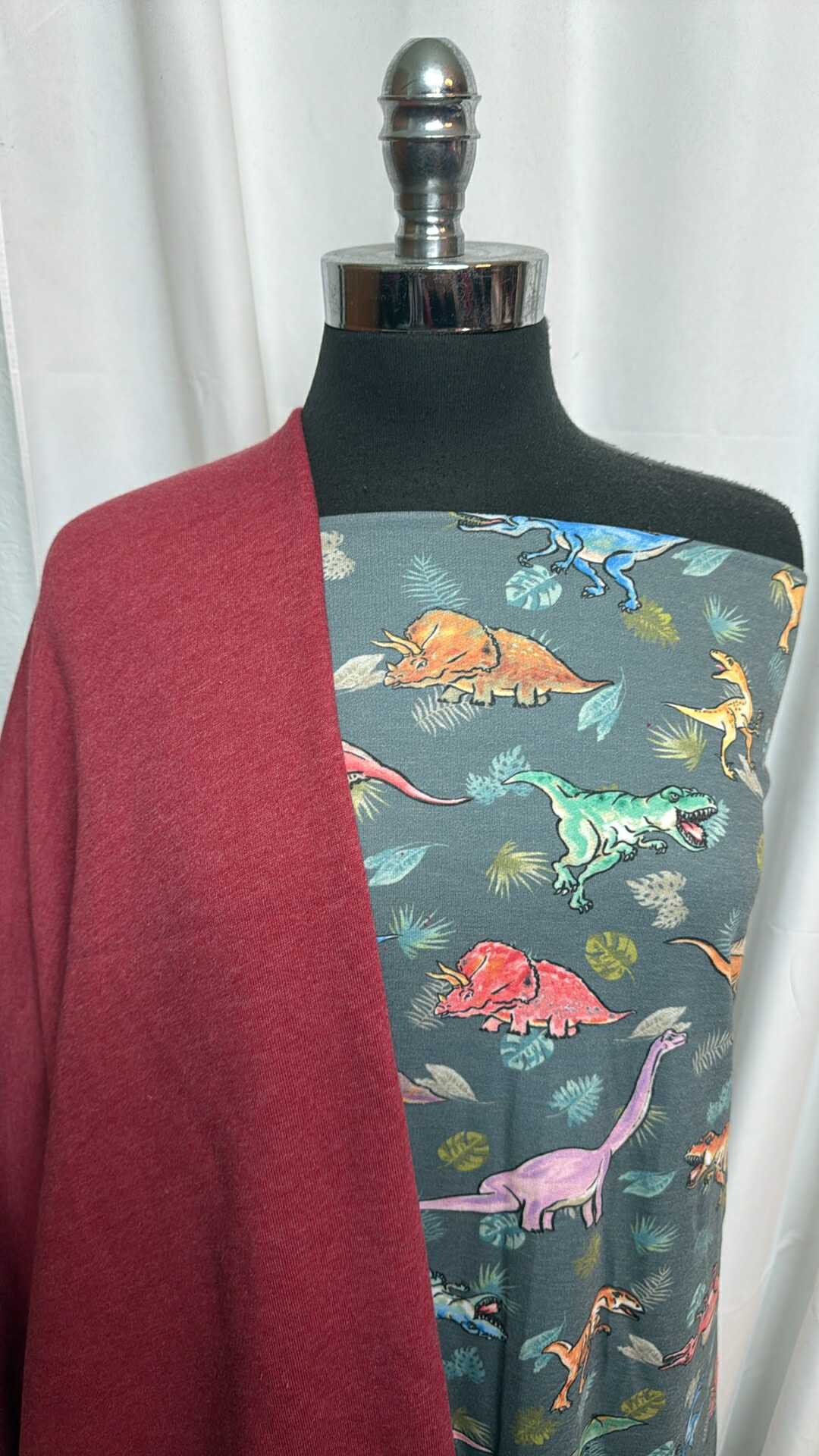 RED/DINO BUNDLE : 2YD Dino PRS FT & 2YD Red Sweatshirt Fleece (72" Wide) : A28415