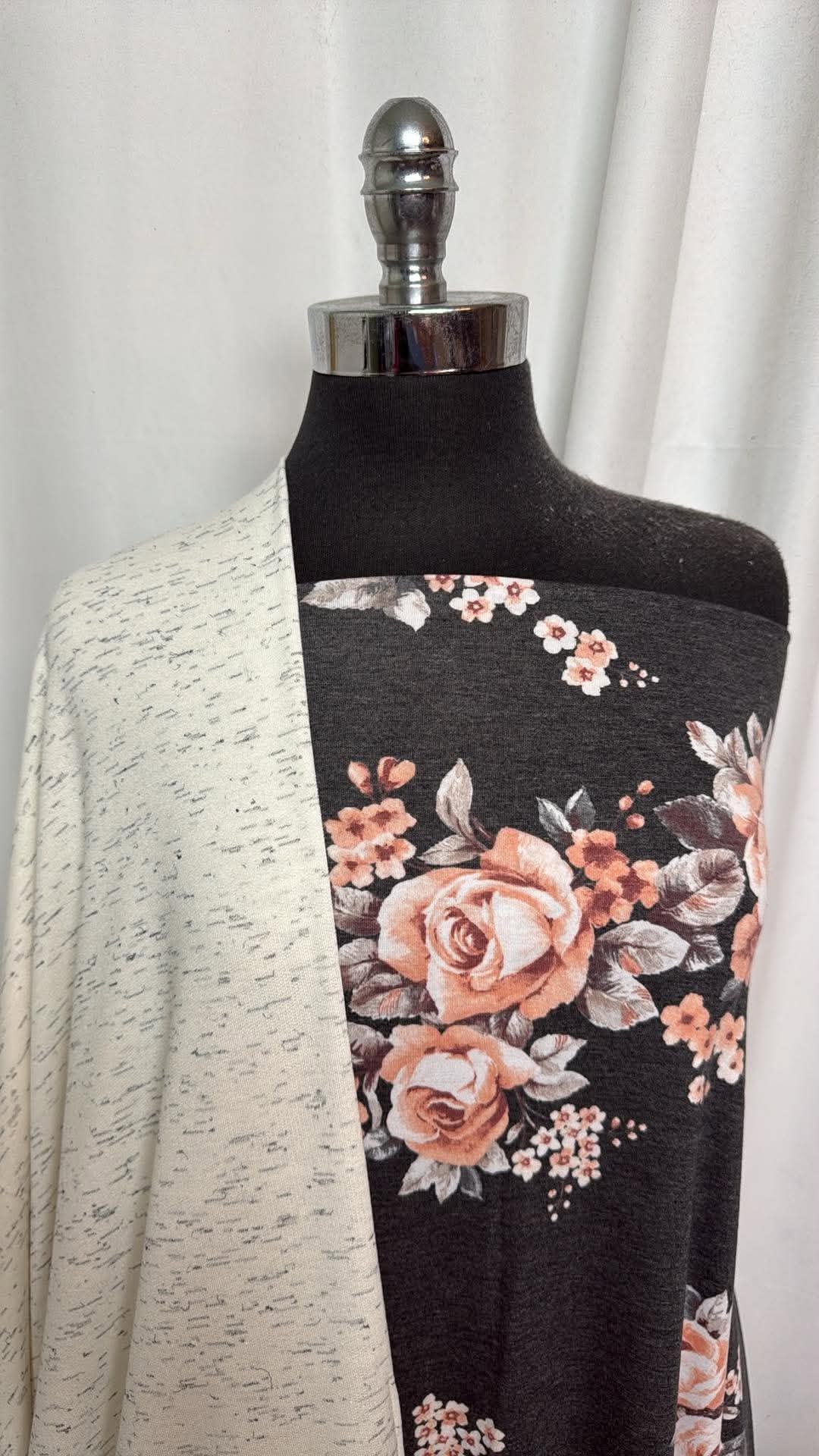 SPACE DYE/CHARCOAL FLORAL BUNDLE : 2YD Charcoal Floral PRS Jersey & 2YD Space Dye PRS FT : A30756