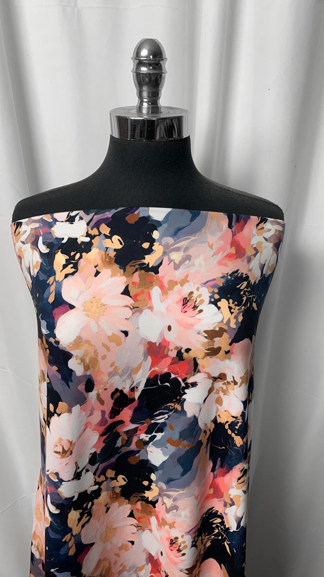 Black/Blush Floral - Peached Performance - 4 Yard Cut