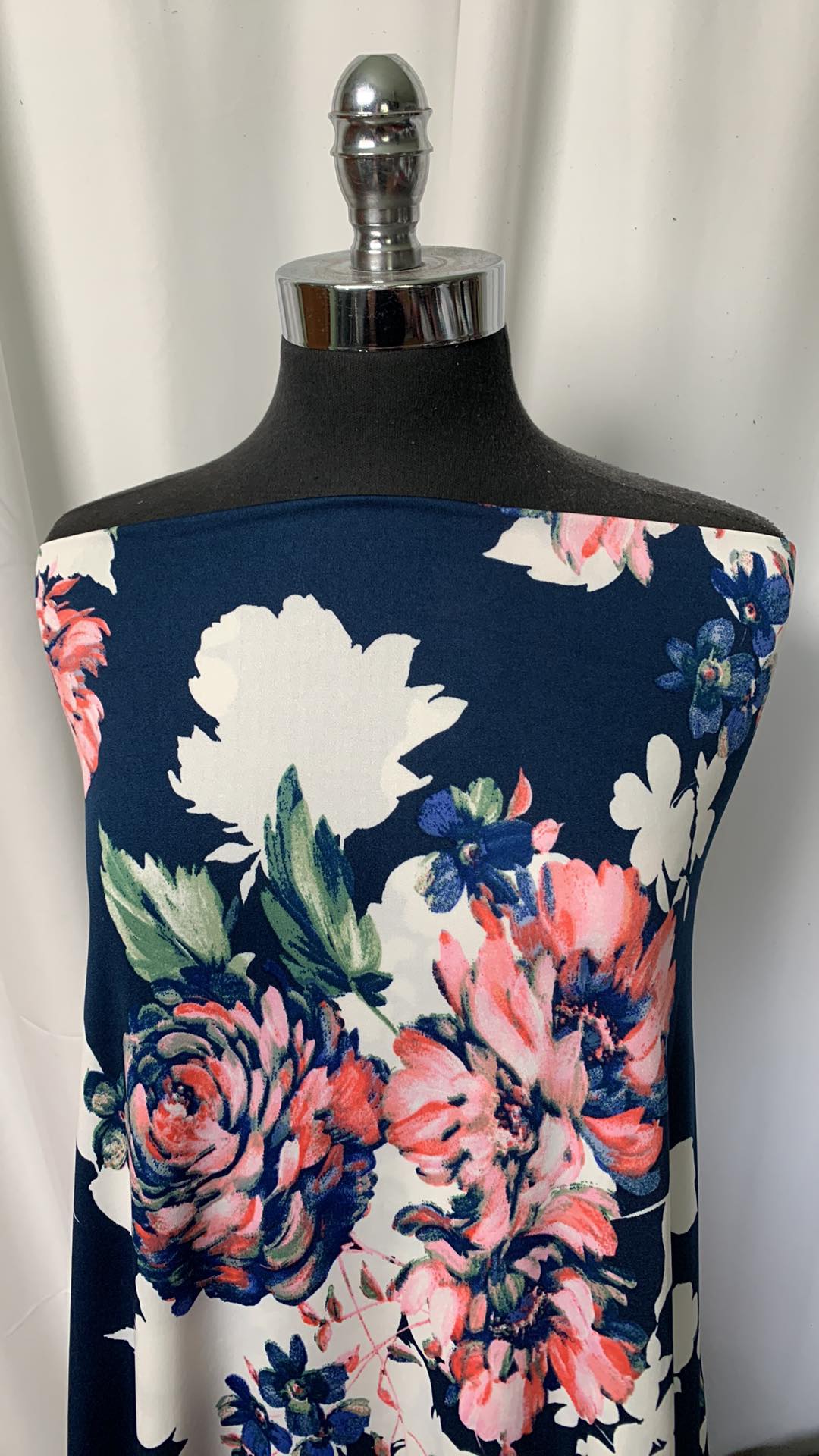 Navy/Pink Floral - ITY - 3 Yard Cut