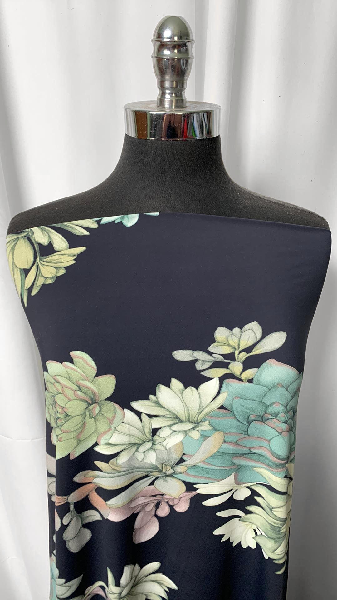 Navy Succulent - Designer Nylon Spandex - 2 Yard Cut