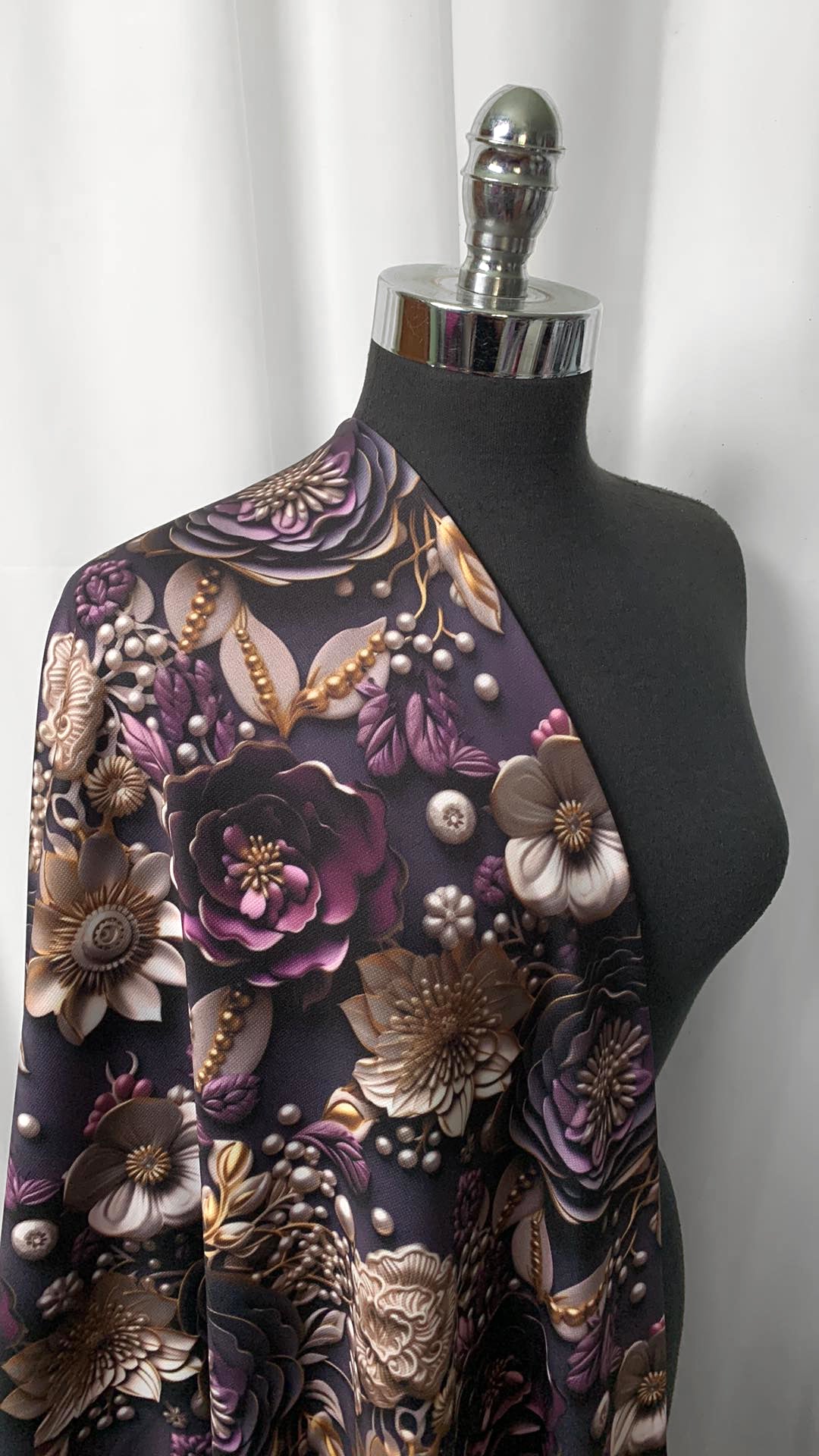 3D Floral w/Pearls - Sport Fleece - 3 Yard Cut