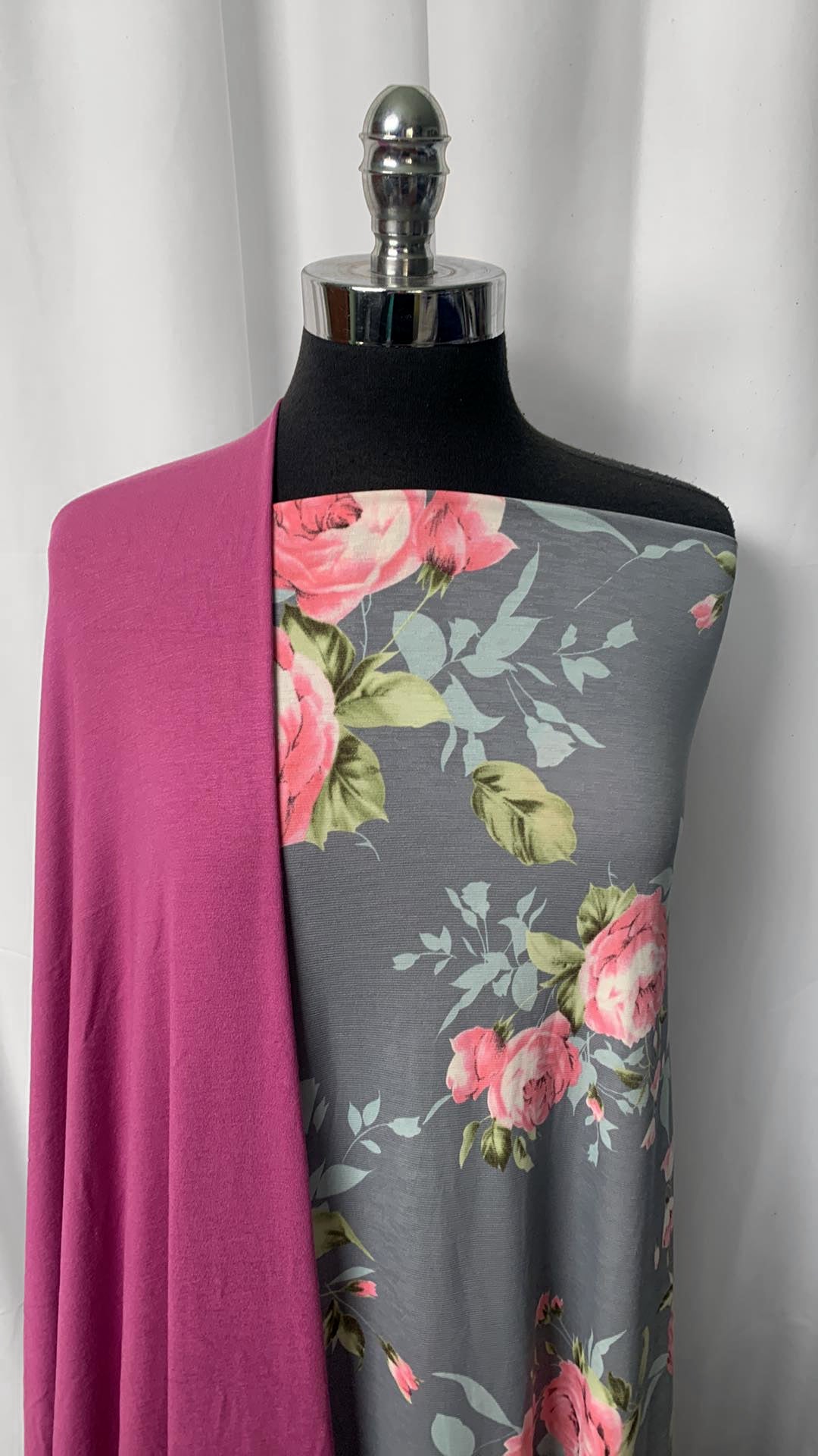 MAUVE FLORAL BUNDLE : 3YD Grey Floral Bulgari & 2YD Mauve R/S : A1350