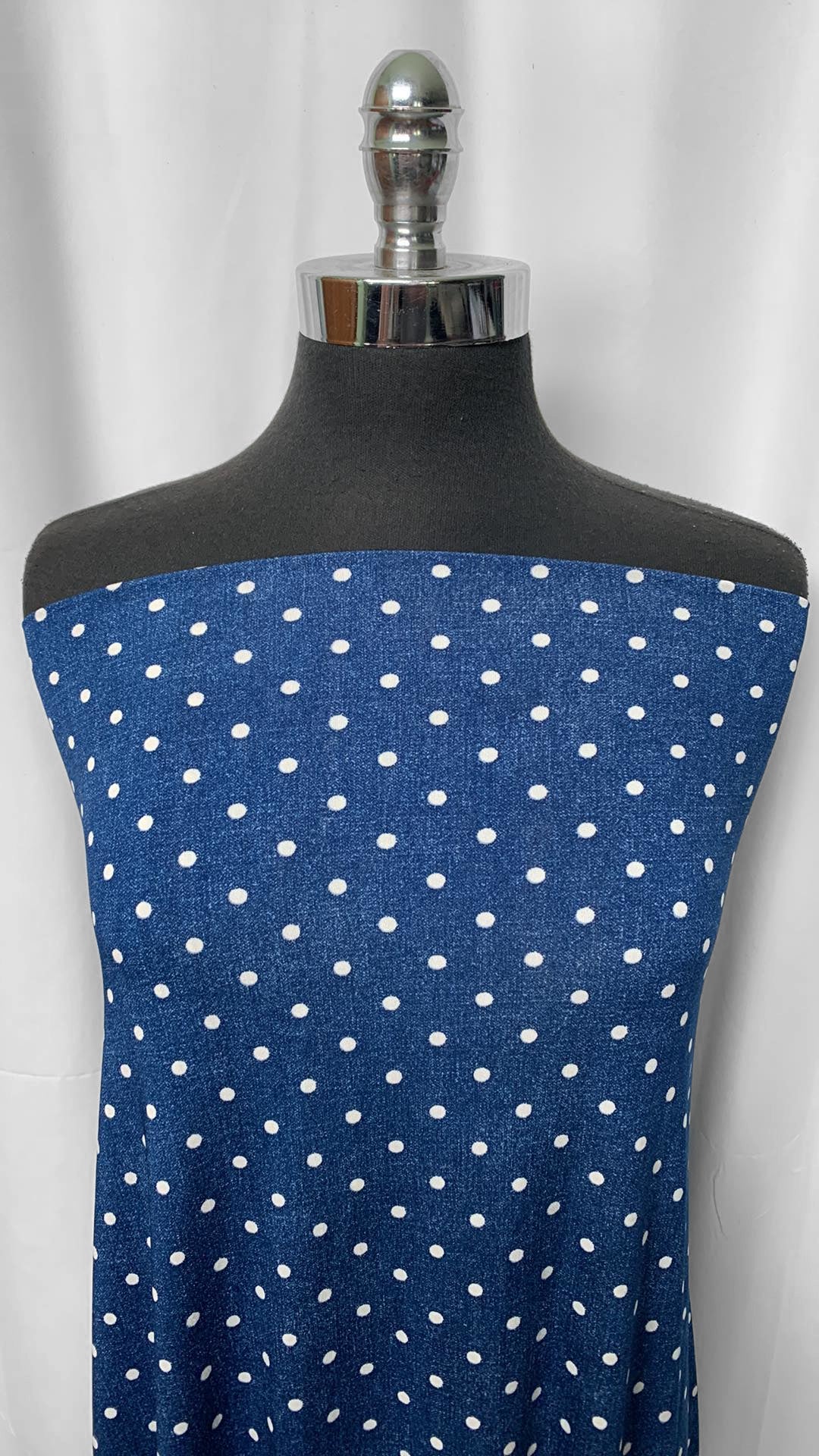 Denim Dots - ITY - 3 Yard Cut