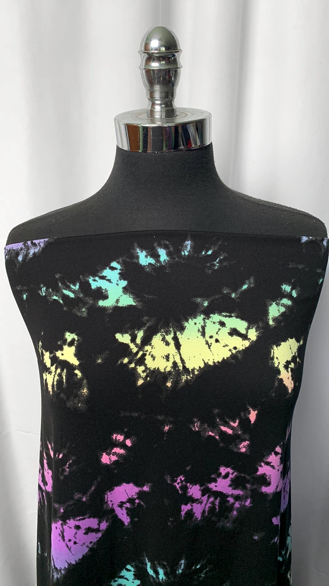 Black/Lilac/Yellow Tie Dye - Double Brushed Poly Spandex - By the Yard