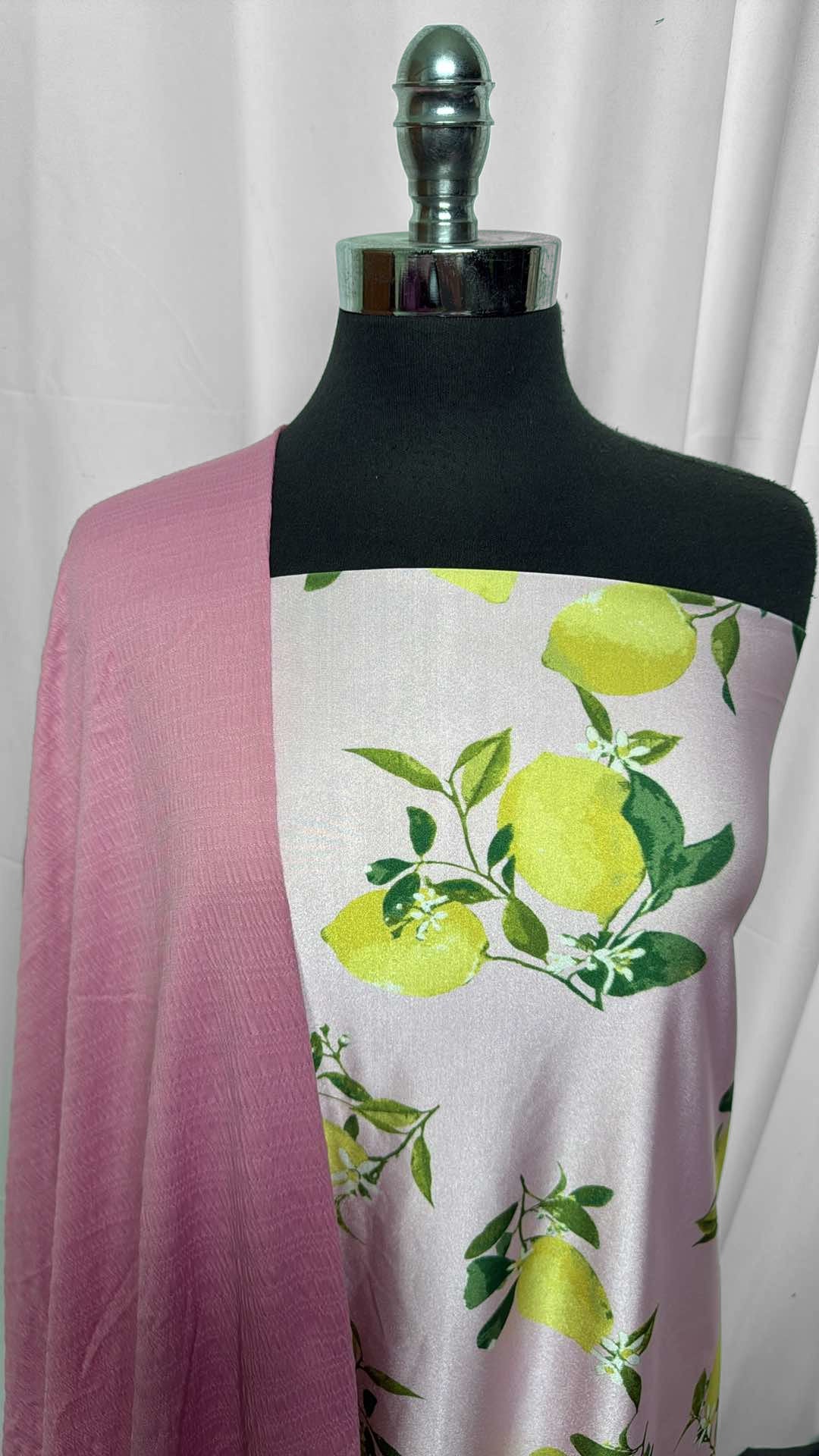 SHIRRED/LEMONS BUNDLE : 2YD Lemons N/S & 2YD Pink Shirred ITY (44" Wide) : A27236