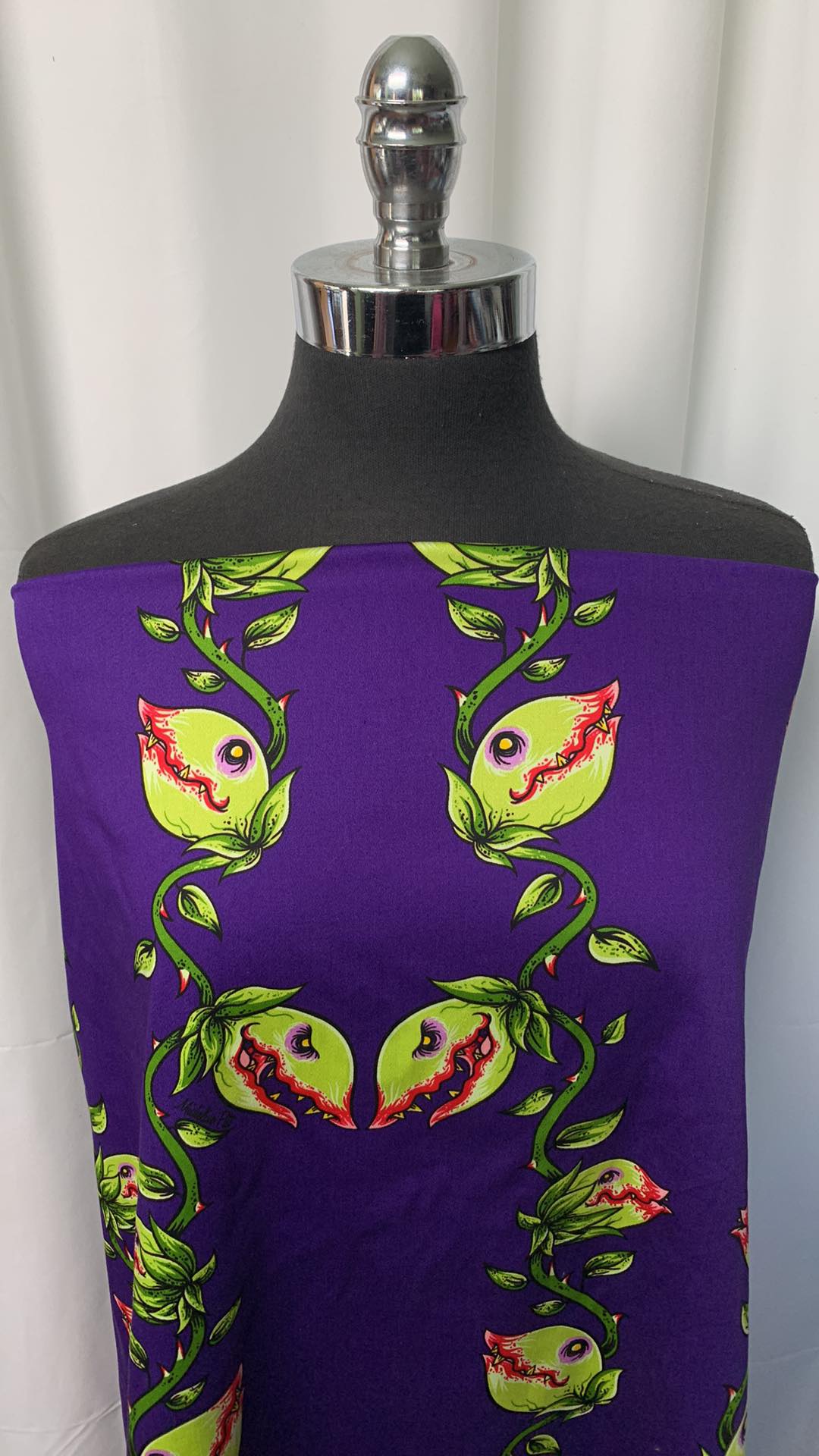 Purple Plants - Cotton Sateen - 2 Yard Cut
