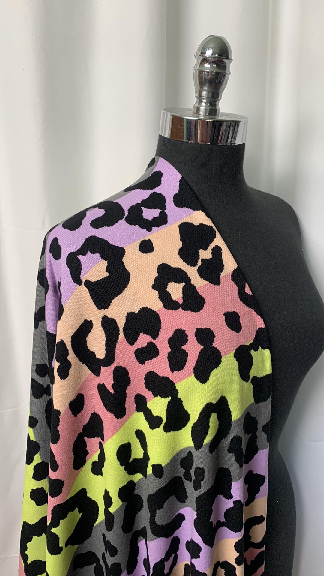 Lime/Violet Leopard Stripe - Oakley Brushed Sweater Knit - 3 Yard Cut