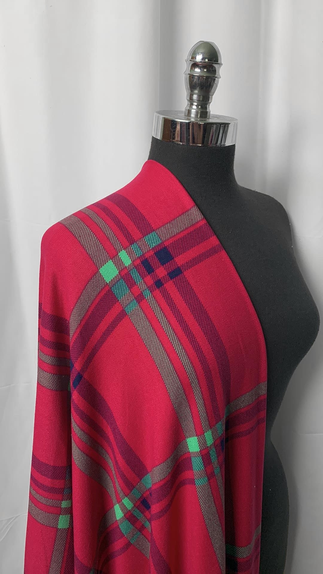 Fuchsia/Navy/Green Plaid - Oakley Brushed Sweater Knit - 2 Yard Cut