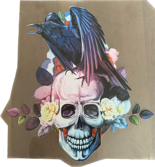 Raven/Skull - Iron On Decal - Sold Individually