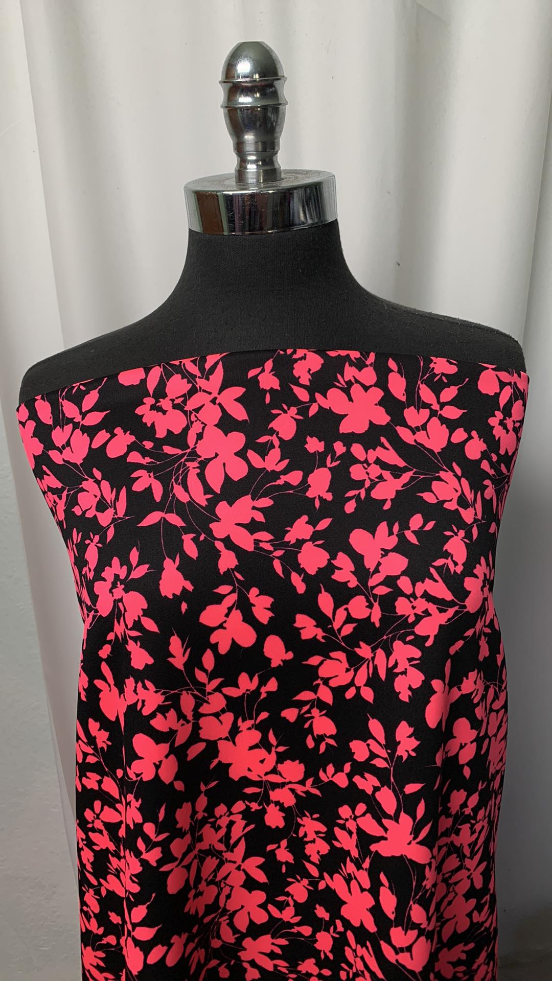 Black/Neon Floral - Scuba - 2 Yard Cut