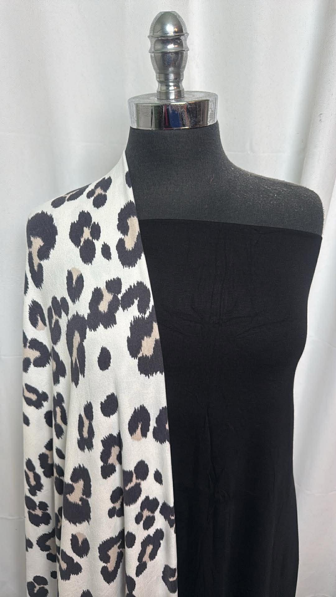 BLACK/IVORY LEOPARD BUNDLE : 2YD Black Modal/Spandex & 2YD Ivory Leopard Oakley SK : A30315