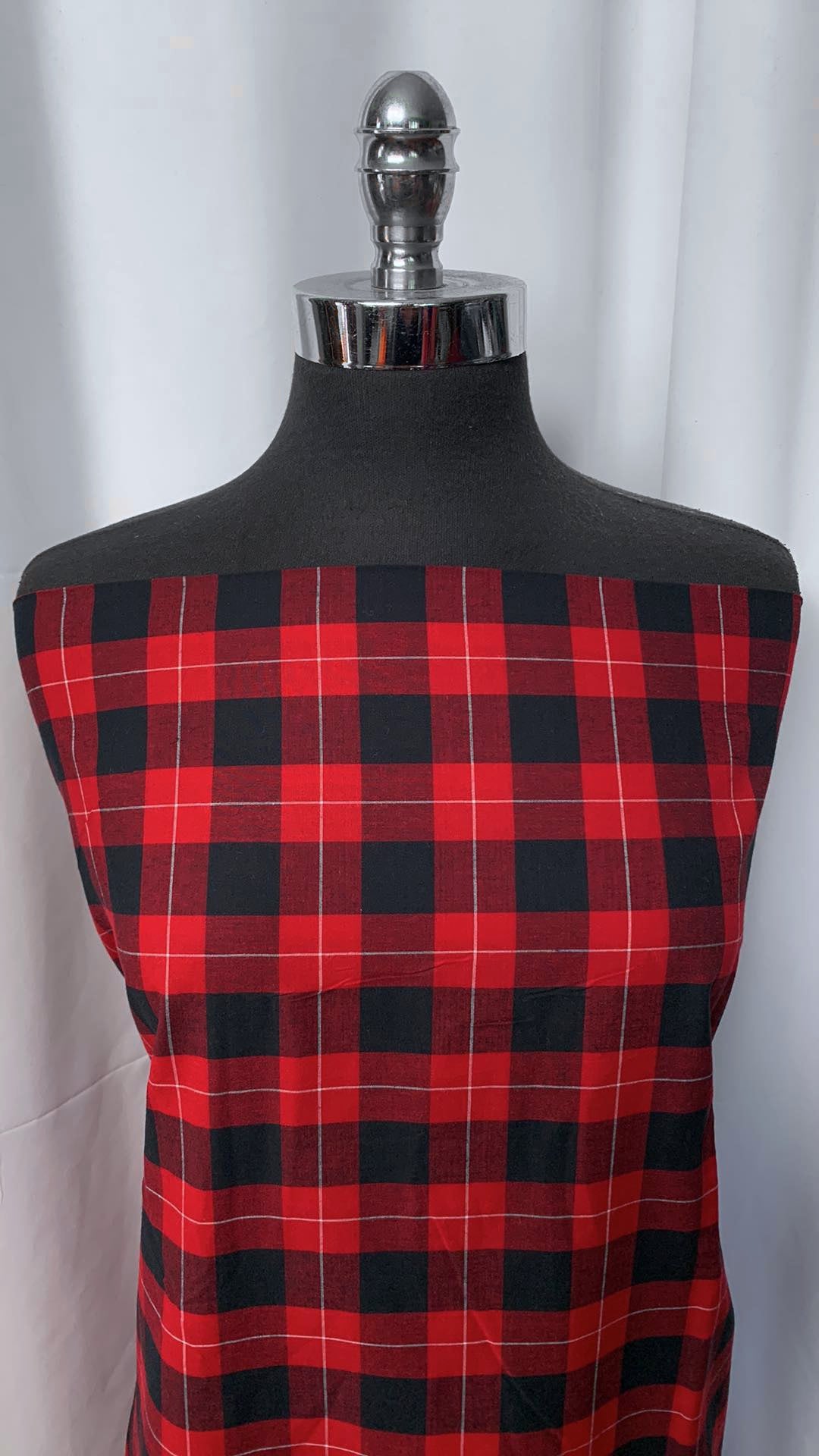 Red Plaid - Poly/Cotton Woven Shirting - 2 Yard Cut