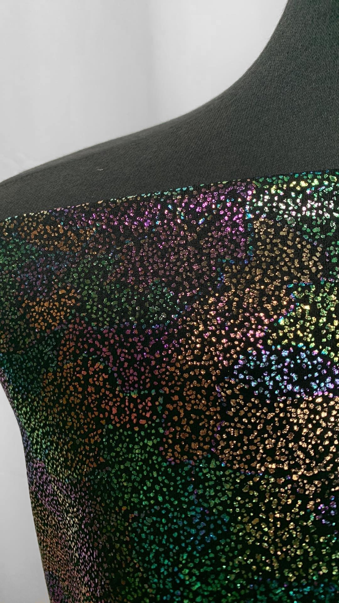 Black with Rainbow Foil- BULLET Knit - 2 Yard Cut