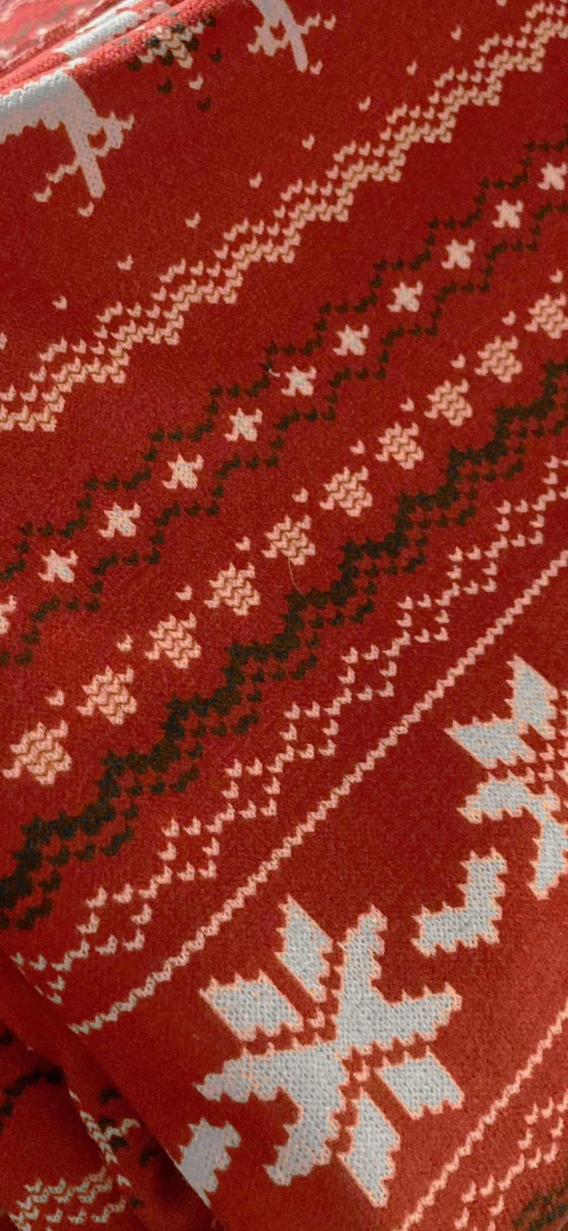 Red Snowflake/Deer Stripe - Hacci Sweater Knit - 3 Yard Cut