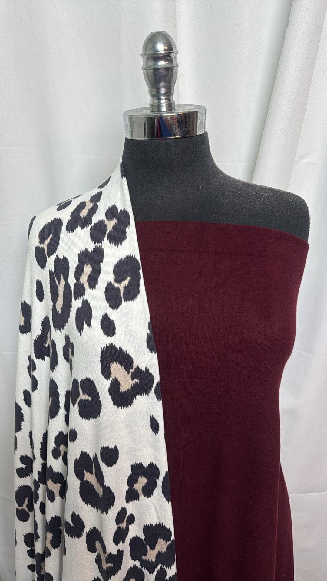 WINE/IVORY LEOPARD BUNDLE : 2YD Wine Oakley SK & 3.5YD Ivory Leopard Oakley SK : A30316