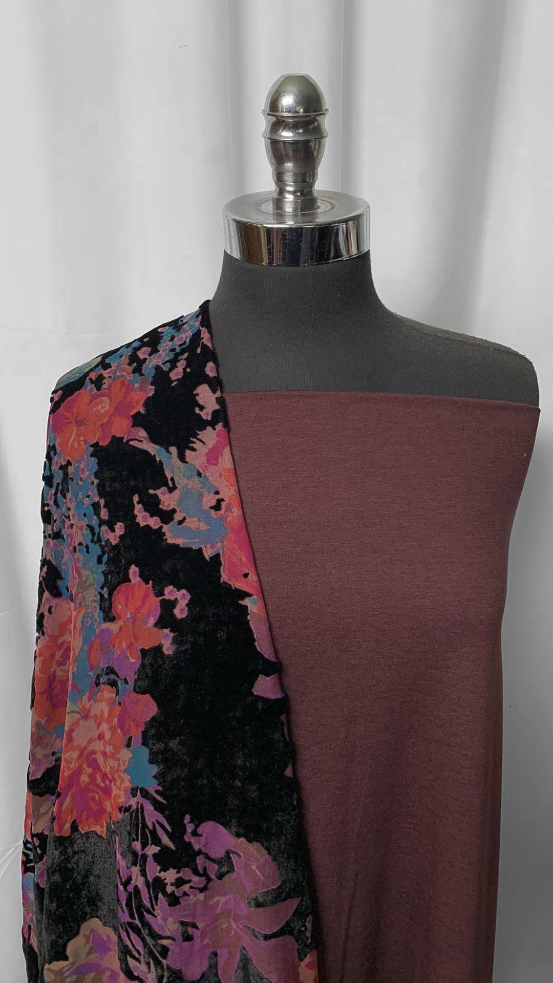 MULBERRY/BURNOUT BUNDLE : 2YD Mulberry Mid-Weight Peached PF & 3YD Velvet Burnout Chiffon : A25174