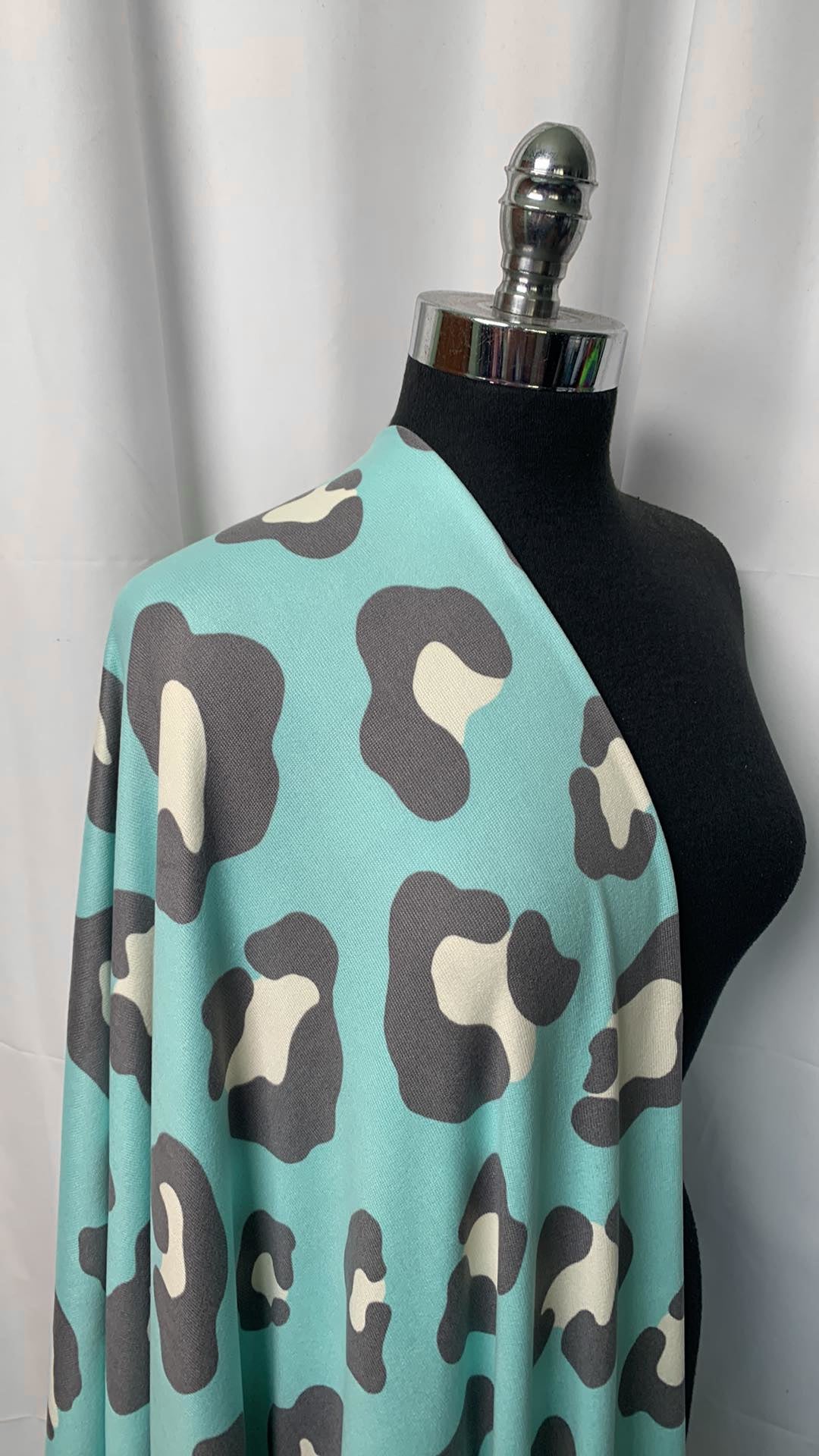 Light Blue Leopard - Oakley Brushed Sweater Knit - 2 Yard Cut