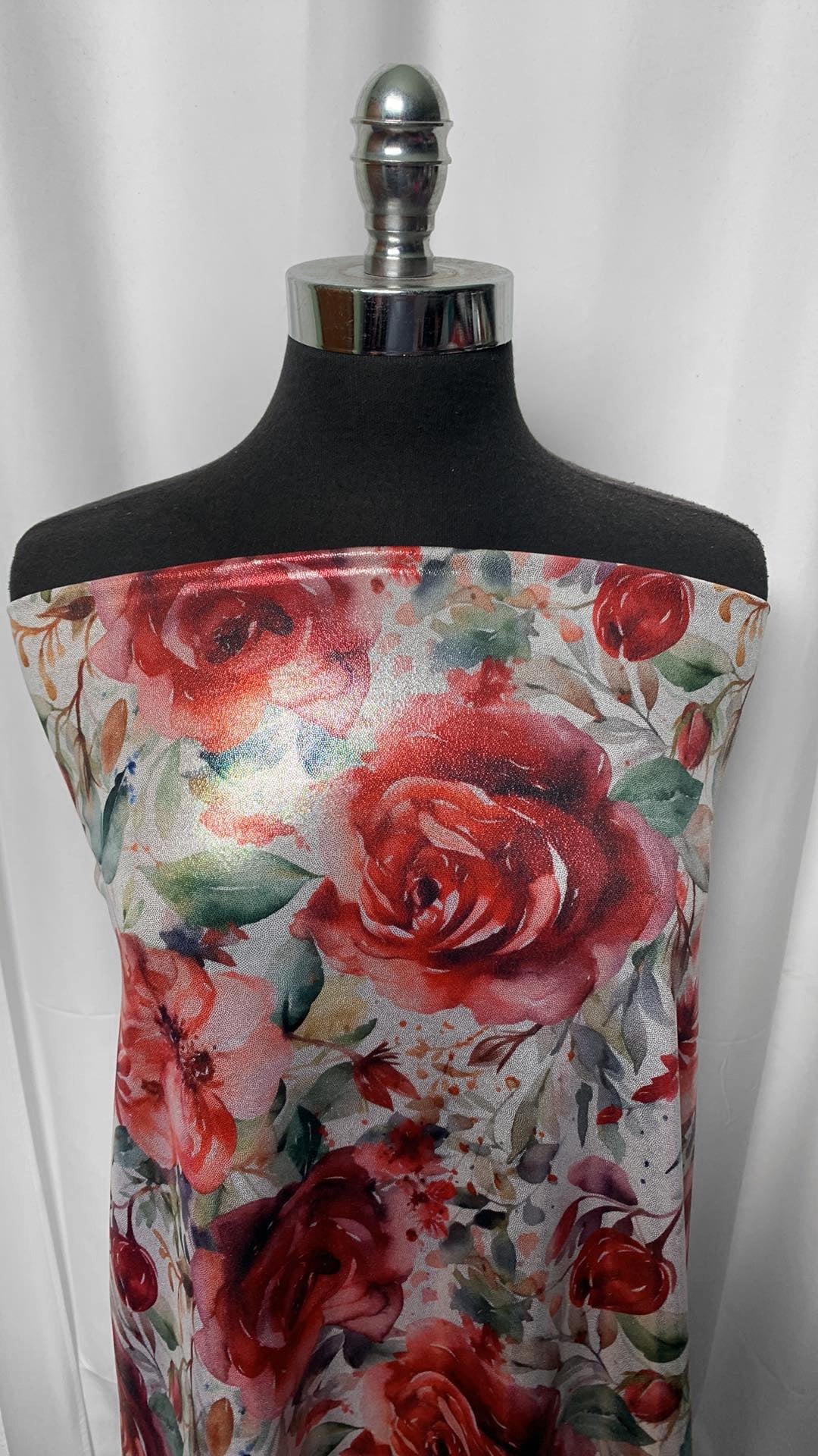 Red Floral - Foil Performance - 2 Yard Cut