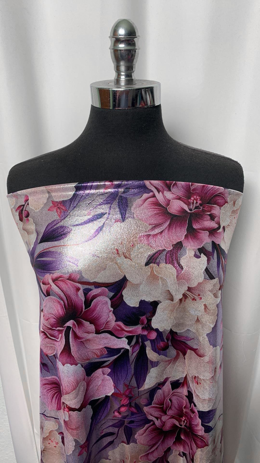 Purple Floral - Foil Performance - 2 Yard Cut