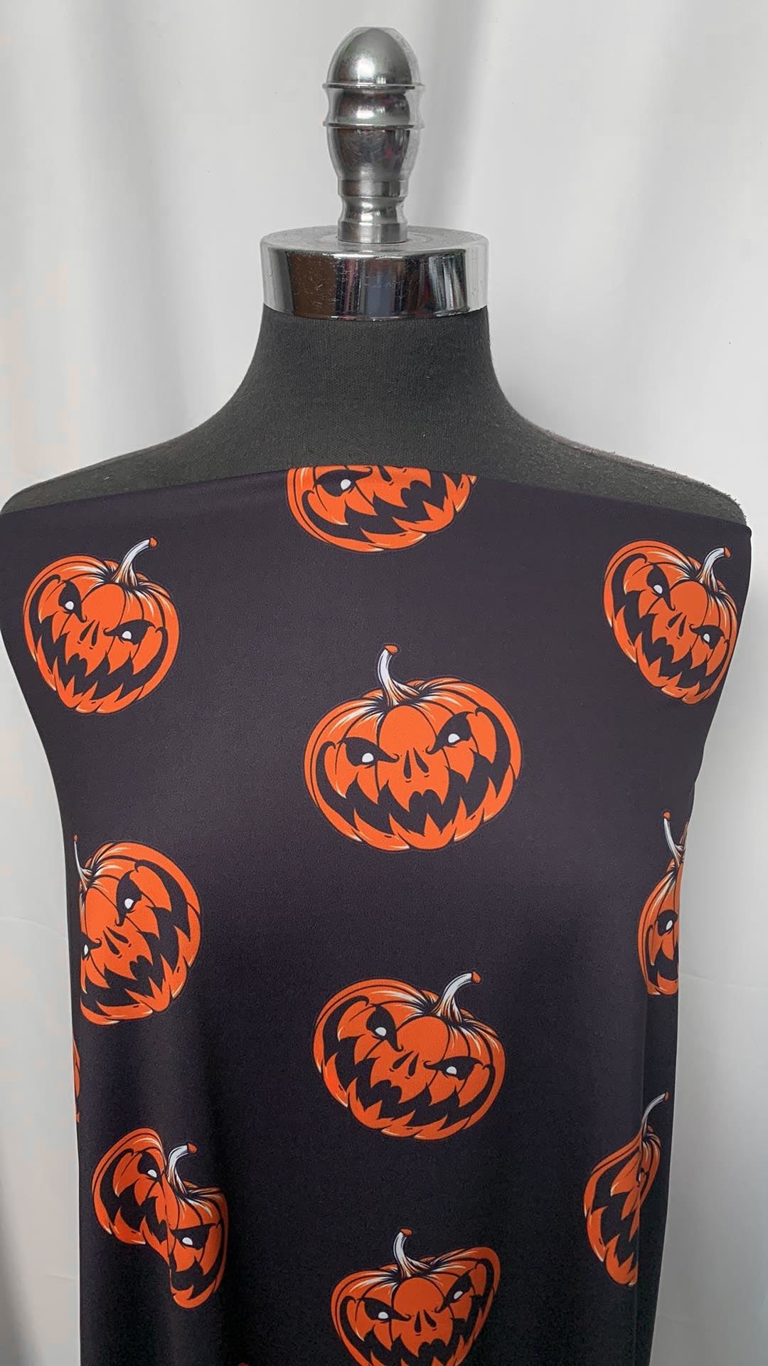 Dark Navy Jack-o'-lanterns - Yoga Performance - 2 Yard Cut