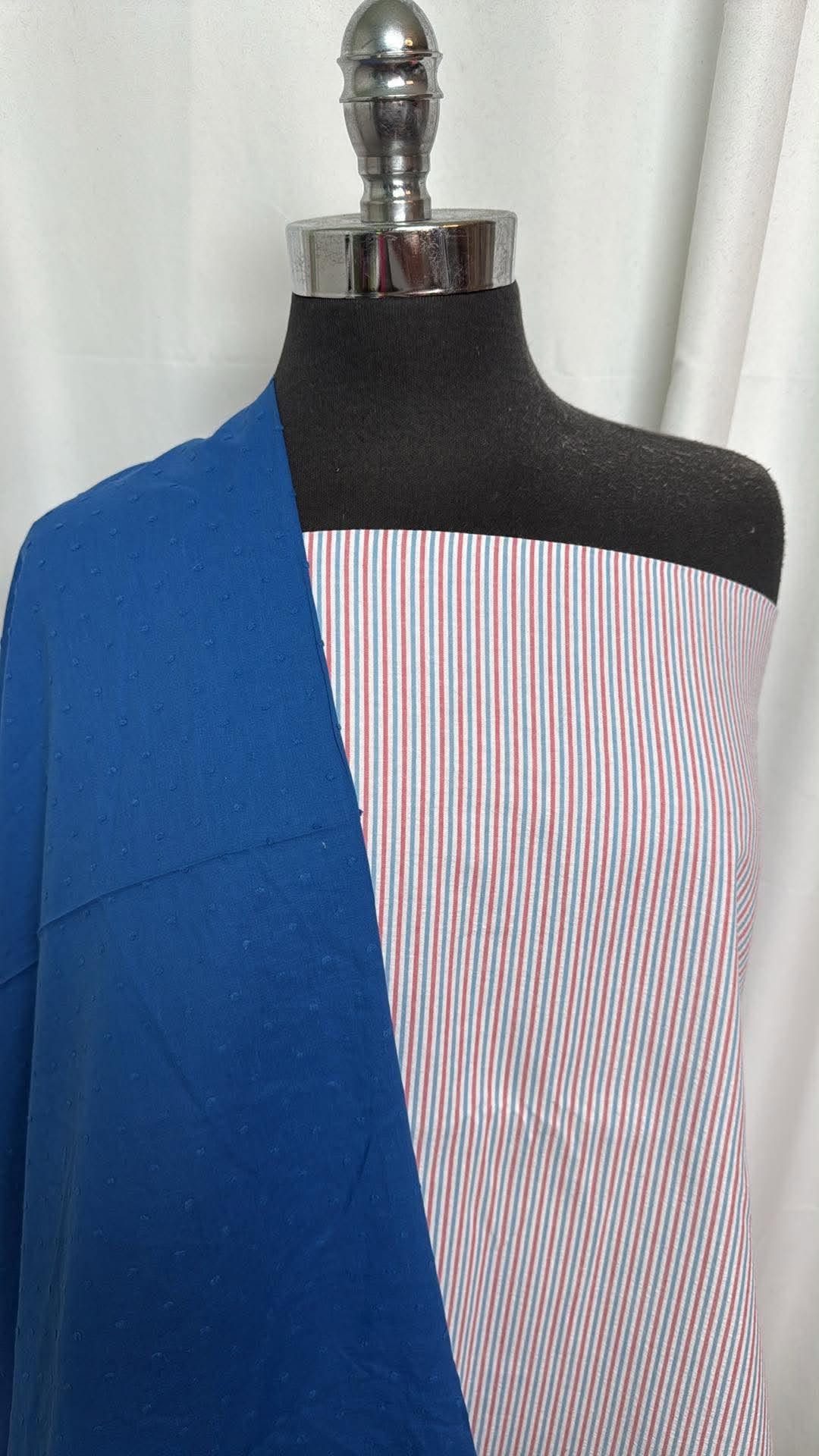 STRIPE/SWISS DOT BUNDLE : 2YD Stripe Seersucker & 2YD Swiss Dot Woven : A30587