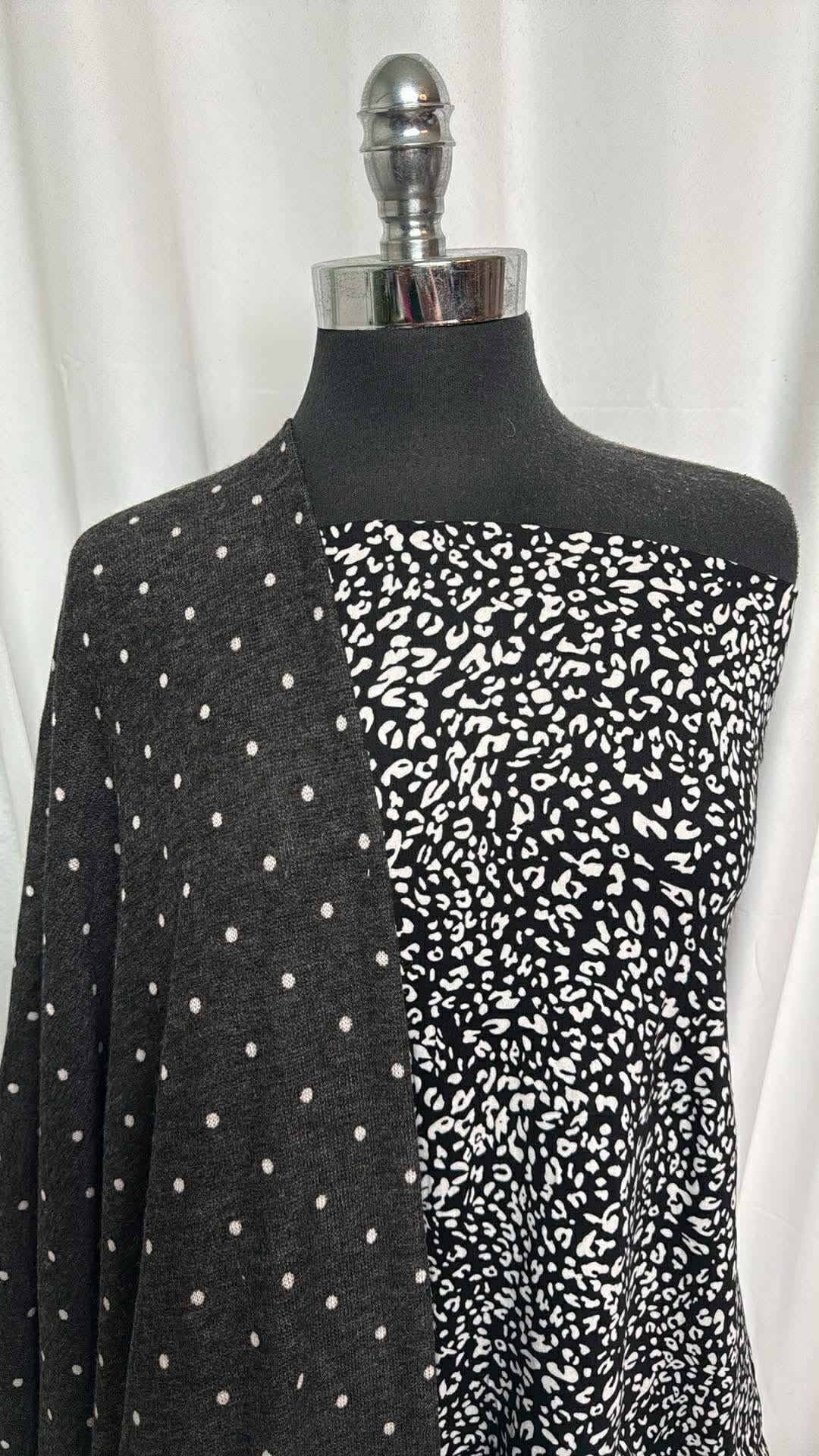 LEOPARD/CHARCOAL DOT BUNDLE : 2YD Leopard DBP & 2.5YD Charcoal Dot Hacci SK : A30227