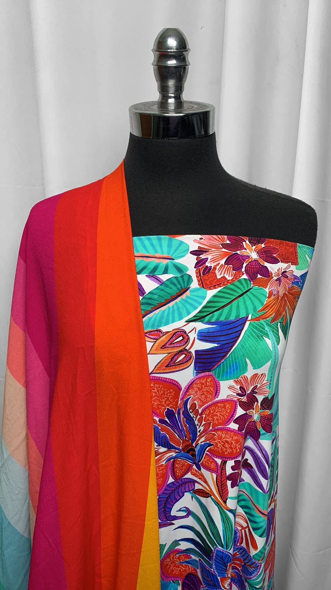 MULTI STRIPE/FLORAL BUNDLE : 1+YD Floral N/S & 2YD Multi Stripe Rayon Woven : A25448