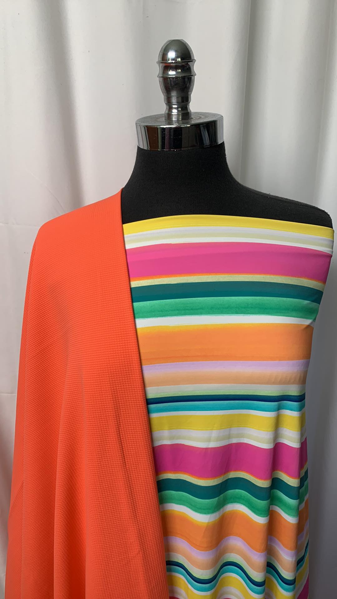ORANGE STRIPE BUNDLE : 1YD Orange/Yellow/Green/Fuchsia Stripe N/S & 2YD Orange Textured N/S : A1441