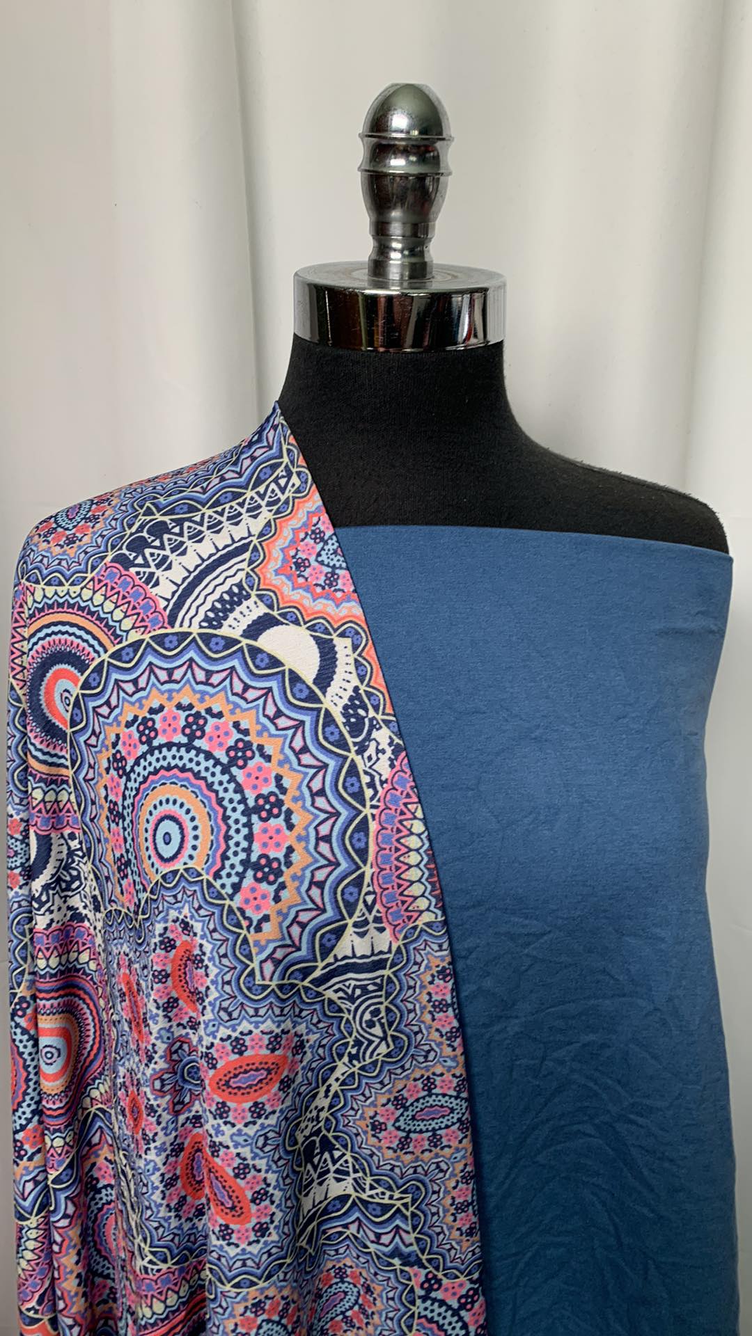 DENIM/MANDALA BUNDLE : 1YD Mandala Bulgari & 1.5YD Denim Peached PF : A2161