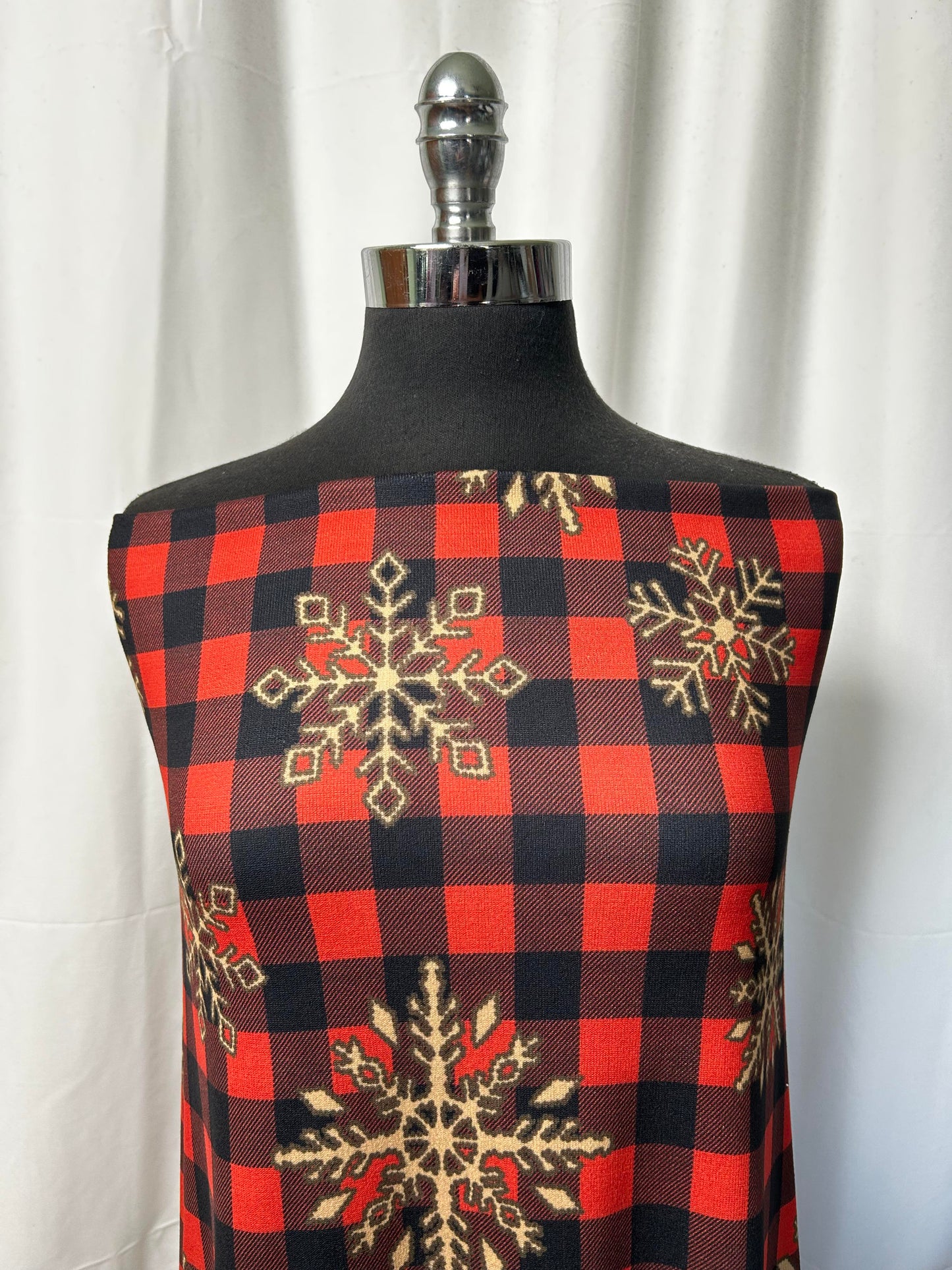 Snowflake/Check - Double Brushed Polyester - By the Yard