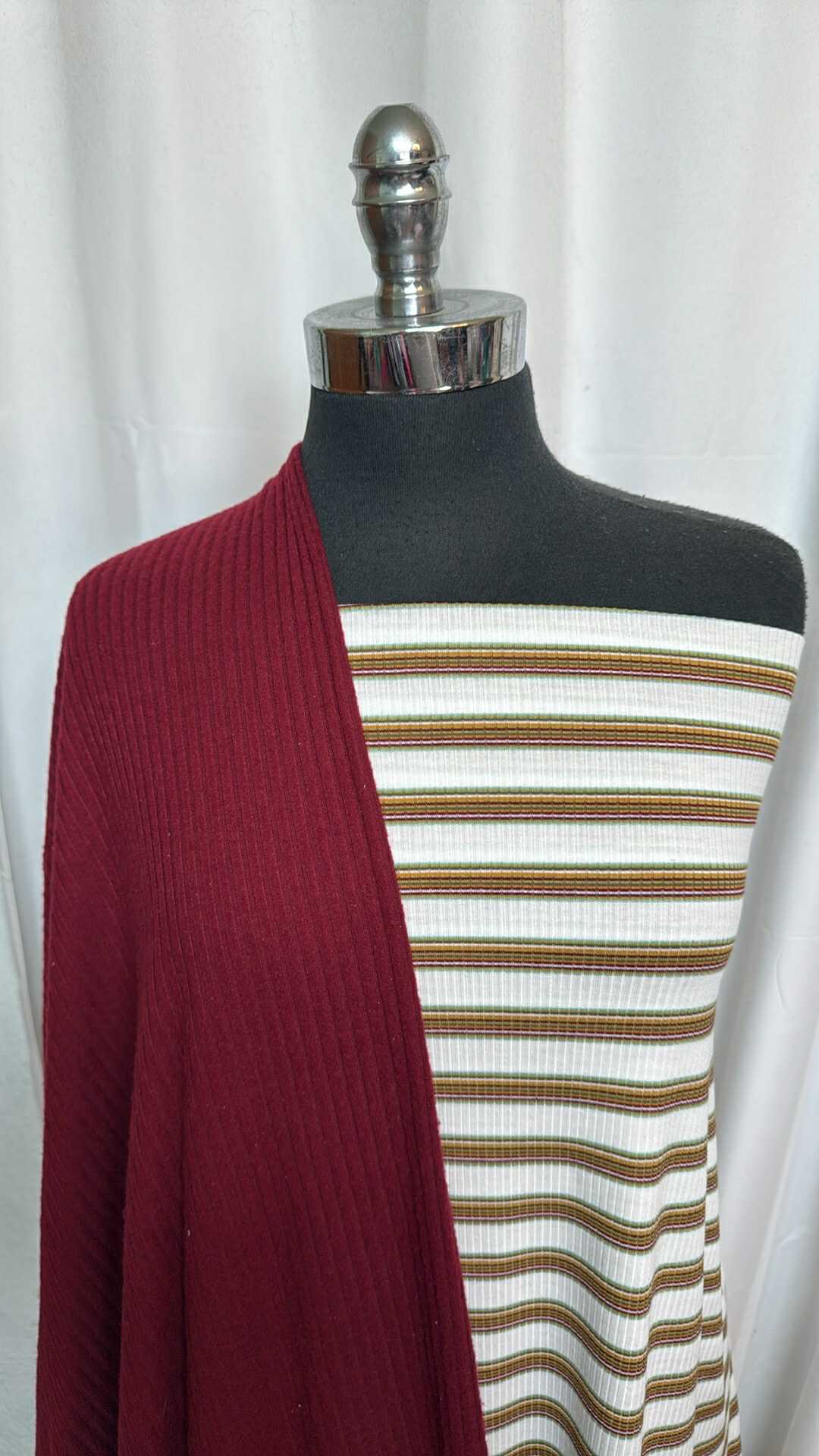 BURGUNDY RIB/STRIPE BUNDLE : 2YD Stripe R/S & 2YD Brushed Rib SK : A28607