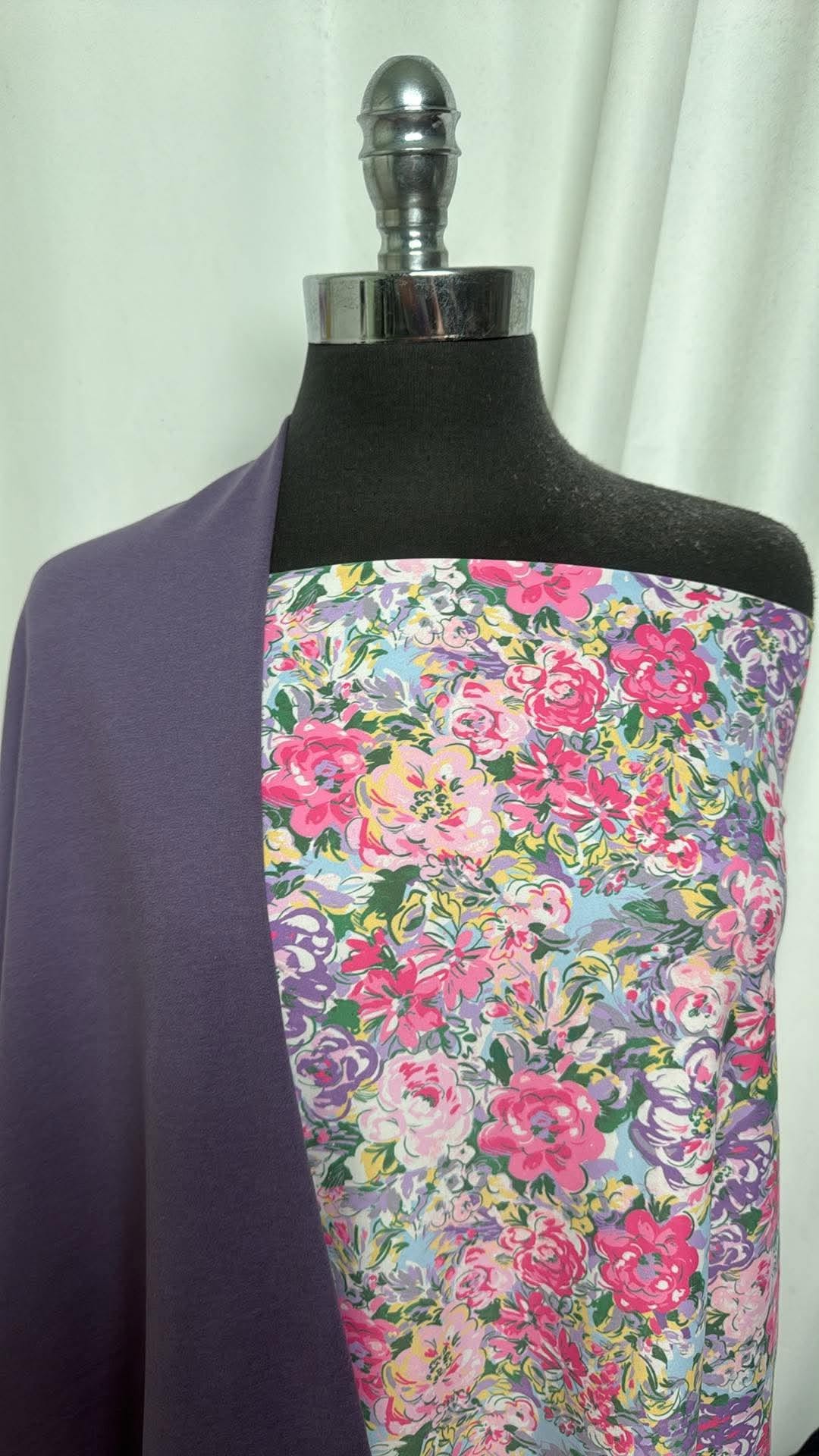 PURPLE SHADOW/FLORAL BUNDLE : 2YD Floral Yoga PF & 1YD Purple Shadow Peached PF : A30815