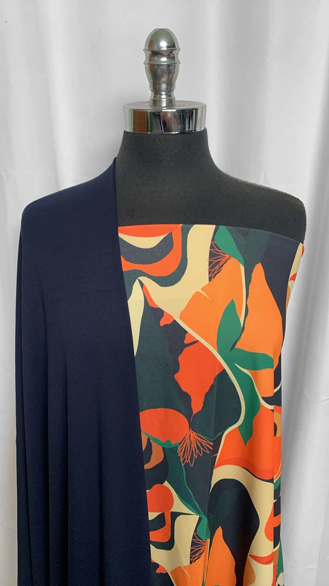 NAVY/BIG FLORAL BUNDLE : 1YD Big Floral Yoga PF & 2YD Navy Modal Ponte : A25900