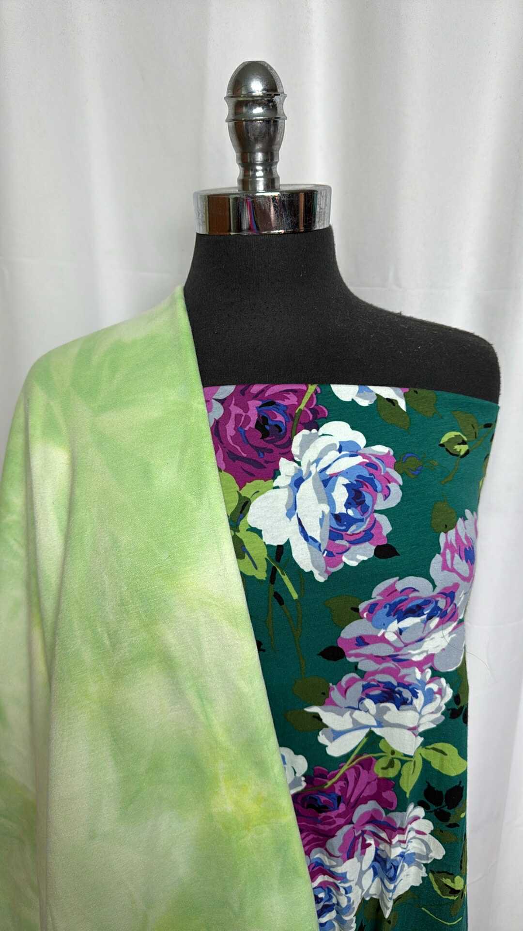 FLORAL/LIME TIE DYE BUNDLE : 2YD Lime Tie Dye Poly Fleece & 1YD Floral C/S : A29331