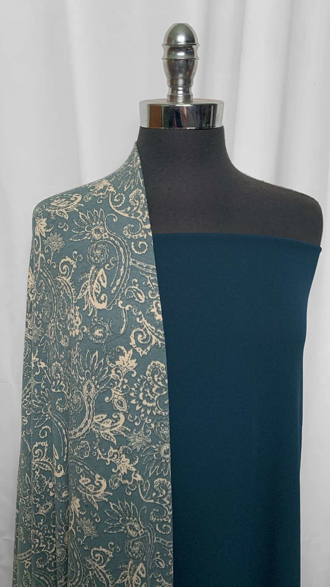 TEAL/PAISLEY BUNDLE : 2YD Paisley Sweater & 2YD Teal Crepe Scuba : A25827