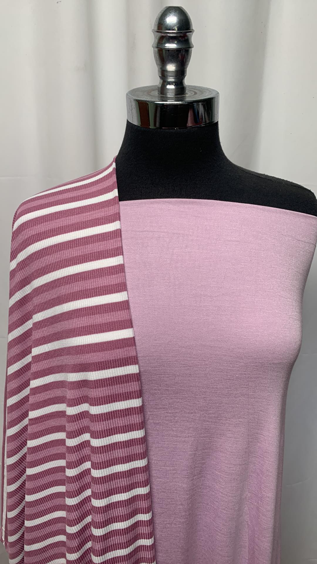 PINK LILAC/STRIPE BUNDLE : 2YD Stripe Rib & 2YD Pink Lilac R/S : A25226