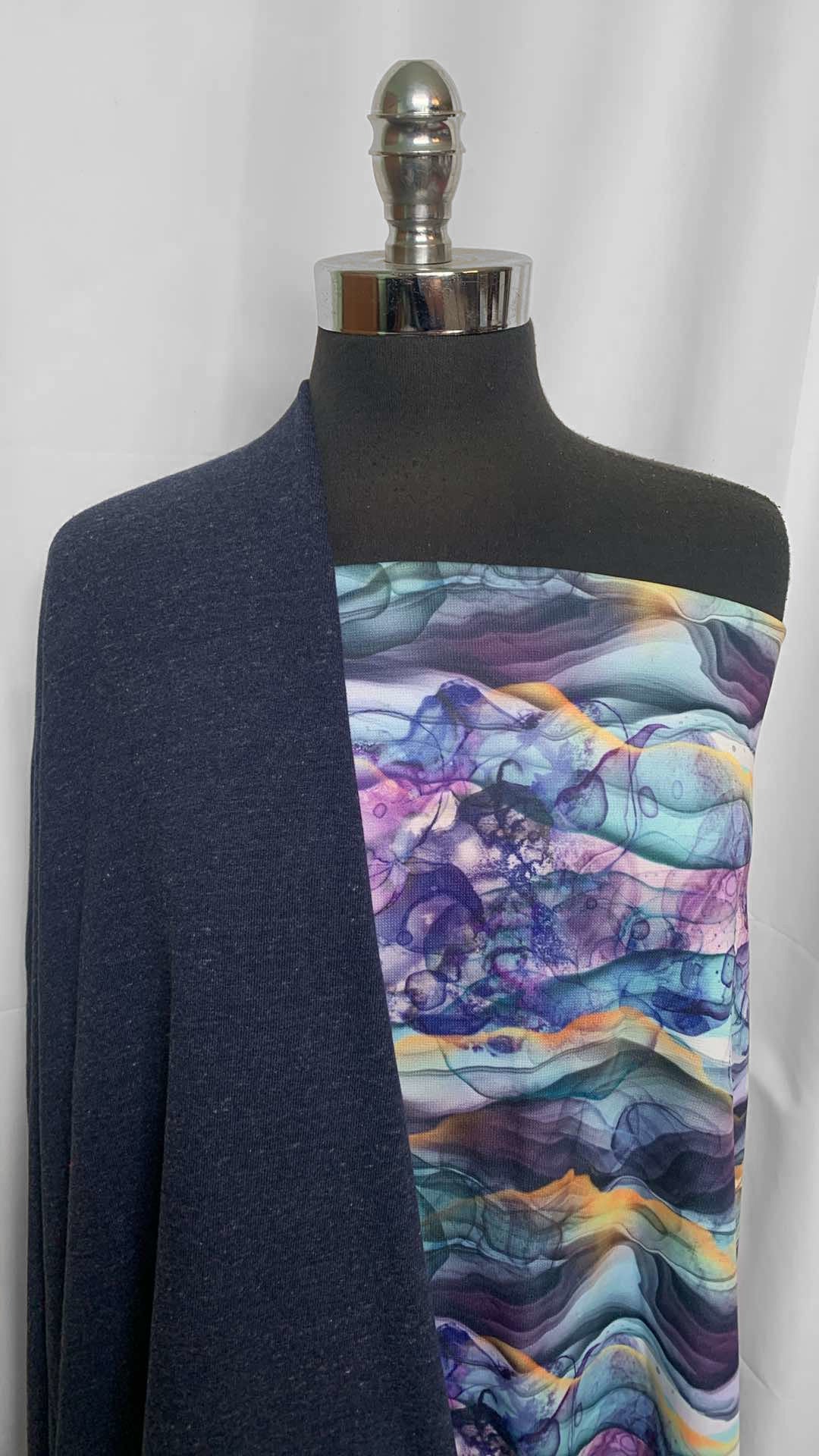 NAVY/TEAL GEODE BUNDLE : 1+YD Teal Geode Sport Fleece & 2YD Navy Loop Terry : A25966