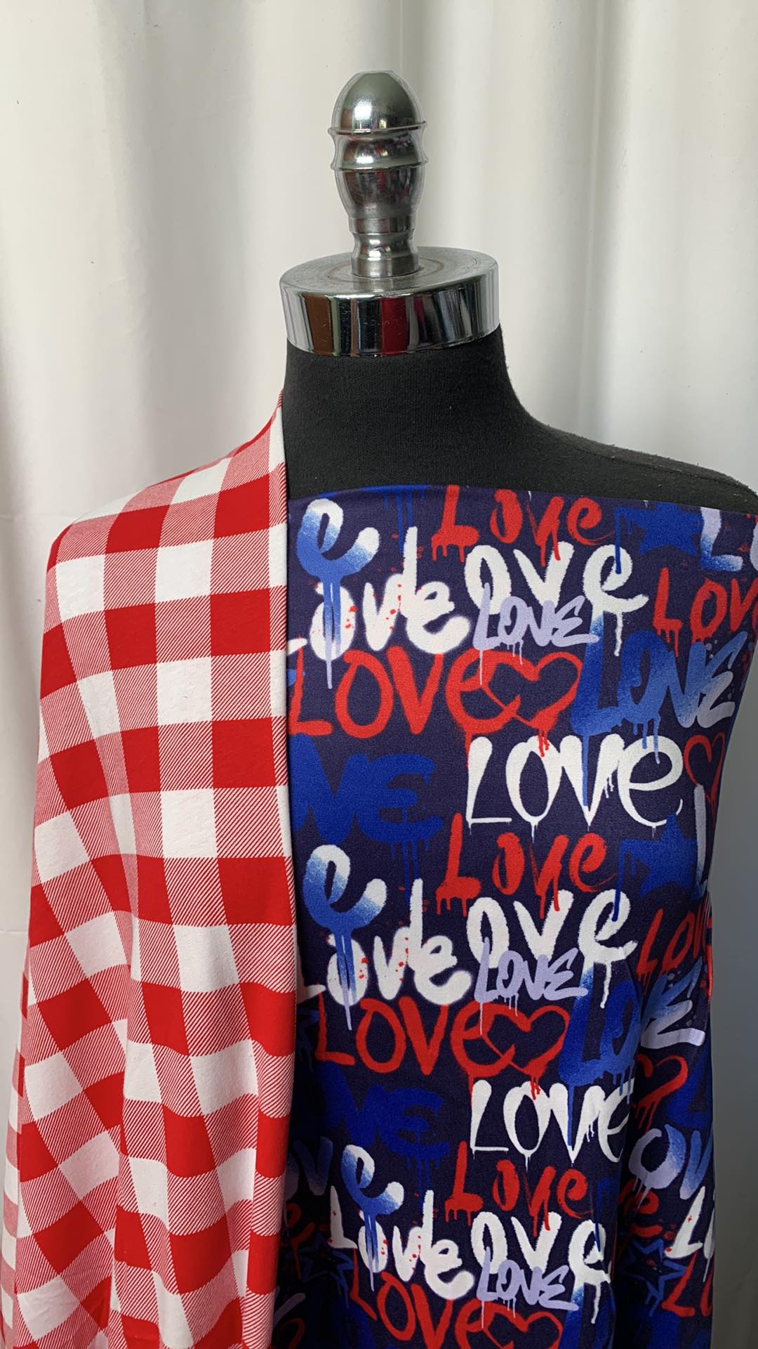 LOVE PLAID BUNDLE : 2YD RWB Love DBP & 2YD Red/White Plaid C/S : A1395