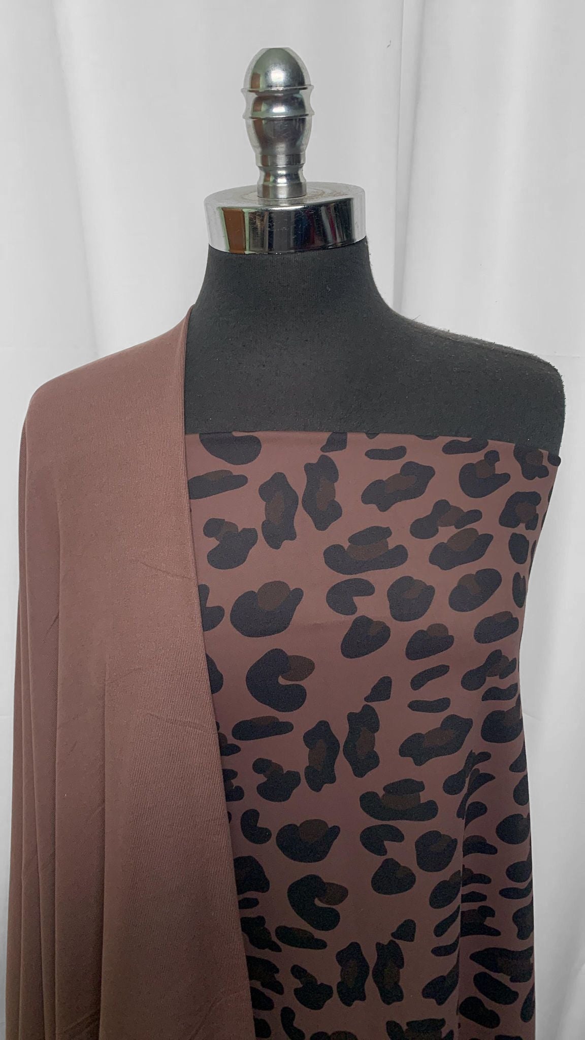 MOCHA/LEOPARD BUNDLE : 1.5YD Leopard Peached PF & 1YD Mocha PF Rib : A25527
